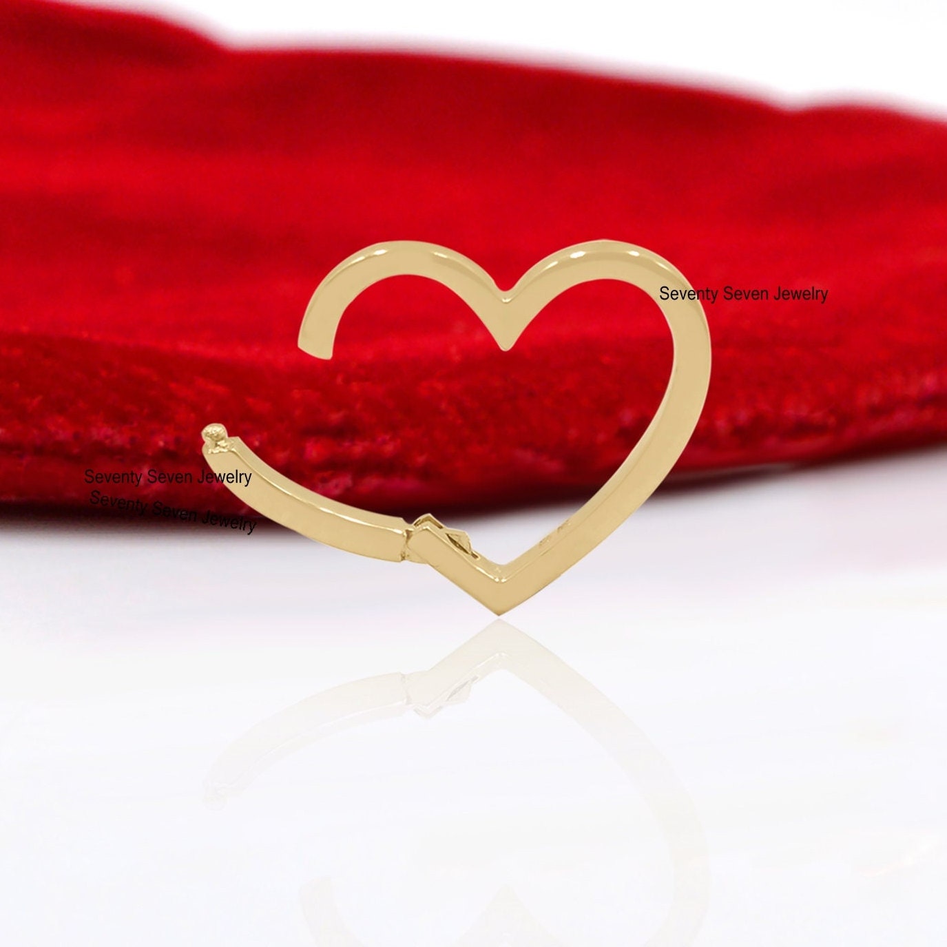 14K Gold Heart Charm Enhancer: Connector Lock (15mm) - View 2 - Seventy Seven Jewelry | SKU: SSMJH536-14KYG-2026 14K Gold Heart Charm Enhancer: Connector Lock (15mm) - View 2 - Seventy Seven Jewelry | SKU: SSMJH536-14KYG-2026