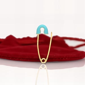14k Gold Safety Pin Pendant, Safety Pin Enhancer, 14k Enamel Safety Pin Charm Holder, 14k Gold Safety Pin Brooch, Gold Pin Charm