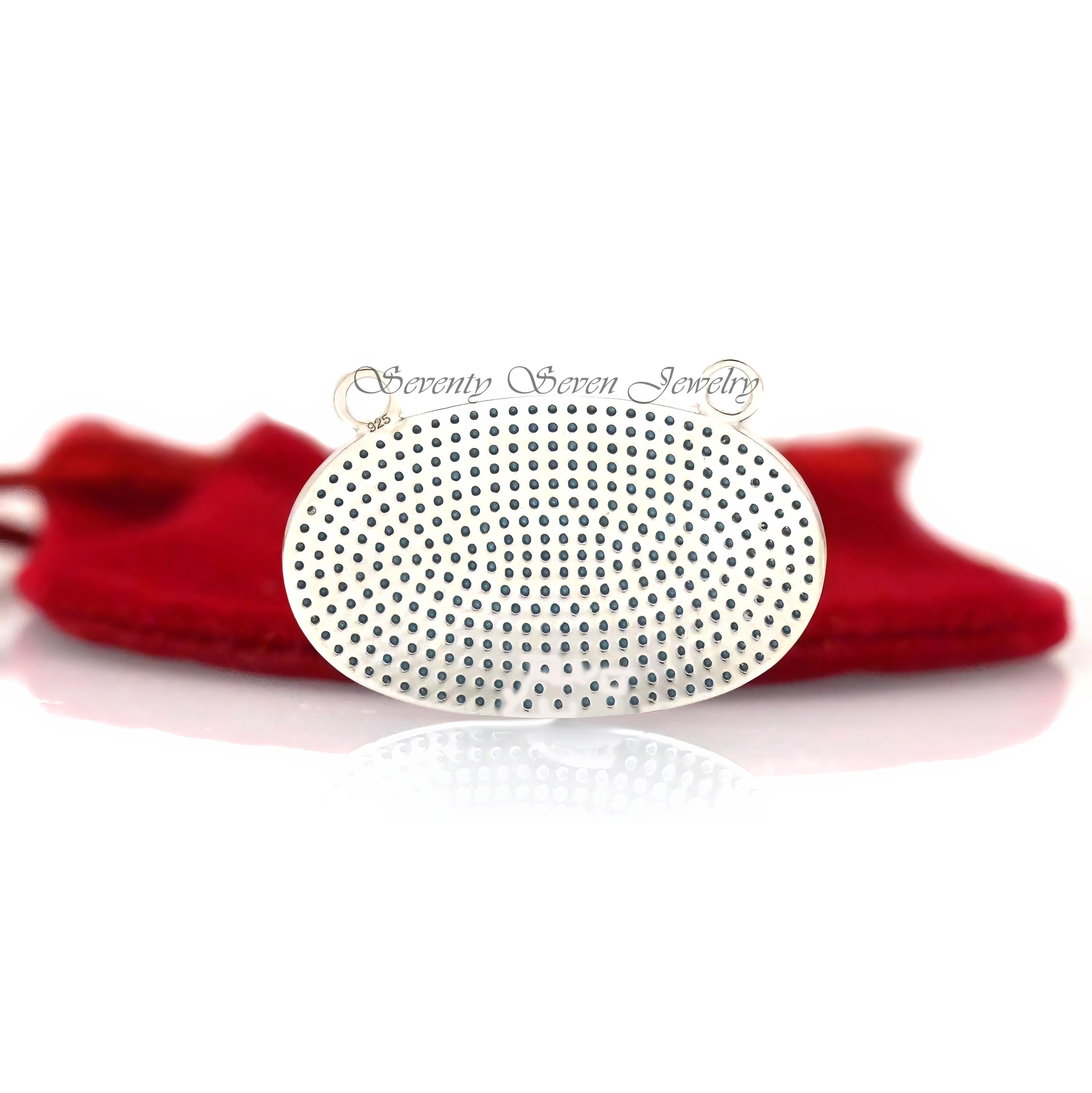 925 Silver Pave Diamond Pendant: Oval or Bar Connector - View 7 - Seventy Seven Jewelry | SKU: SSMJP560-SLYGDI-2026 925 Silver Pave Diamond Pendant: Oval or Bar Connector - View 7 - Seventy Seven Jewelry | SKU: SSMJP560-SLYGDI-2026