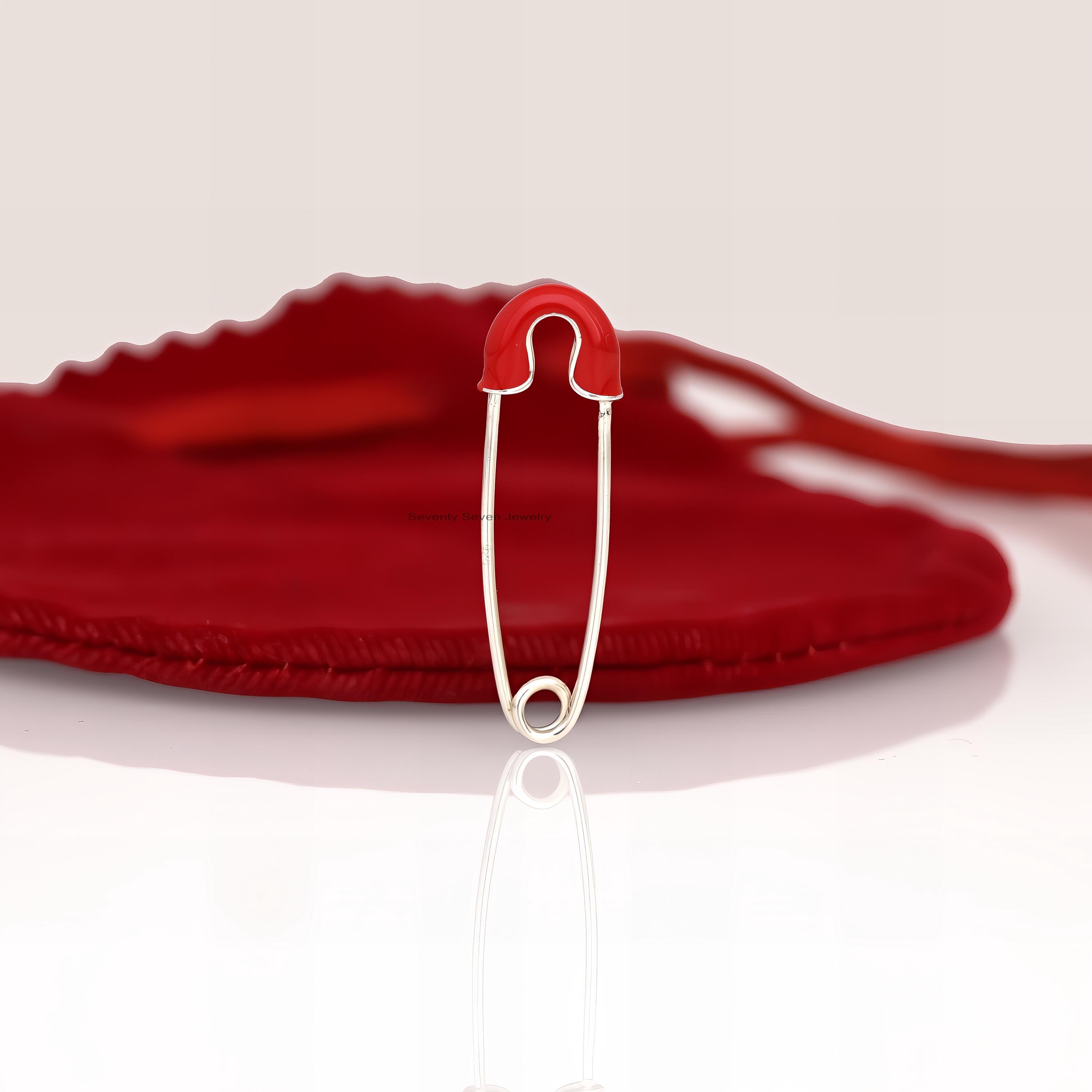 925 Silver Enamel Safety Pin Pendant: Charm Holder Brooch - View 4 - Seventy Seven Jewelry | SKU: SSMJP903-SLYGELP-2026 925 Silver Enamel Safety Pin Pendant: Charm Holder Brooch - View 4 - Seventy Seven Jewelry | SKU: SSMJP903-SLYGELP-2026