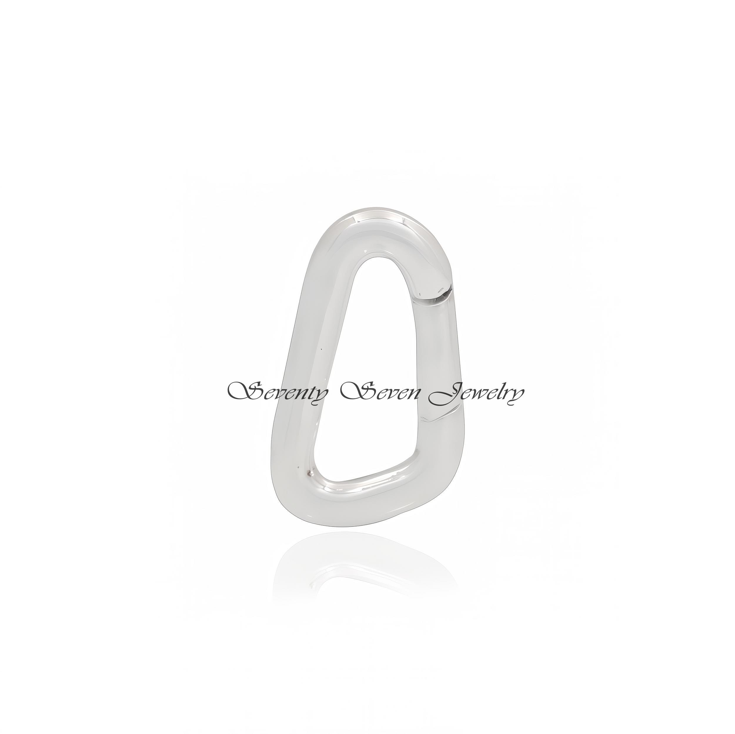 Sterling Silver Triangle Charm Enhancer: Push Lock Pendant (20x12 MM) - View 3 - Seventy Seven Jewelry | SKU: SSMJP444-SLYG-2 Sterling Silver Triangle Charm Enhancer: Push Lock Pendant (20x12 MM) - View 3 - Seventy Seven Jewelry | SKU: SSMJP444-SLYG-2