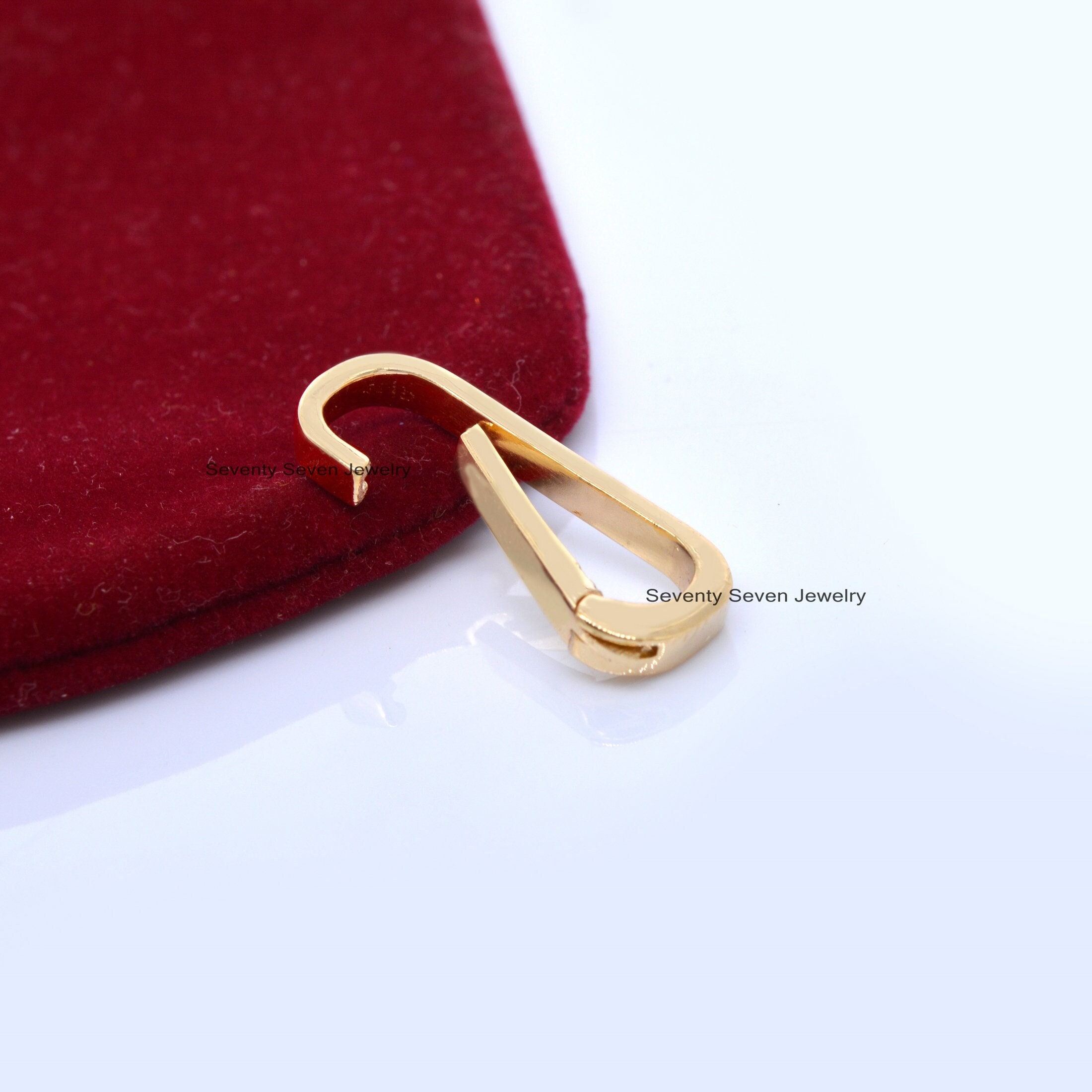 14K Solid Gold Charm Holder: Enhancer Pendant Lock (25x10 MM) - View 5 - Seventy Seven Jewelry | SKU: SSMJH73-14KYG-2026,SSMJ