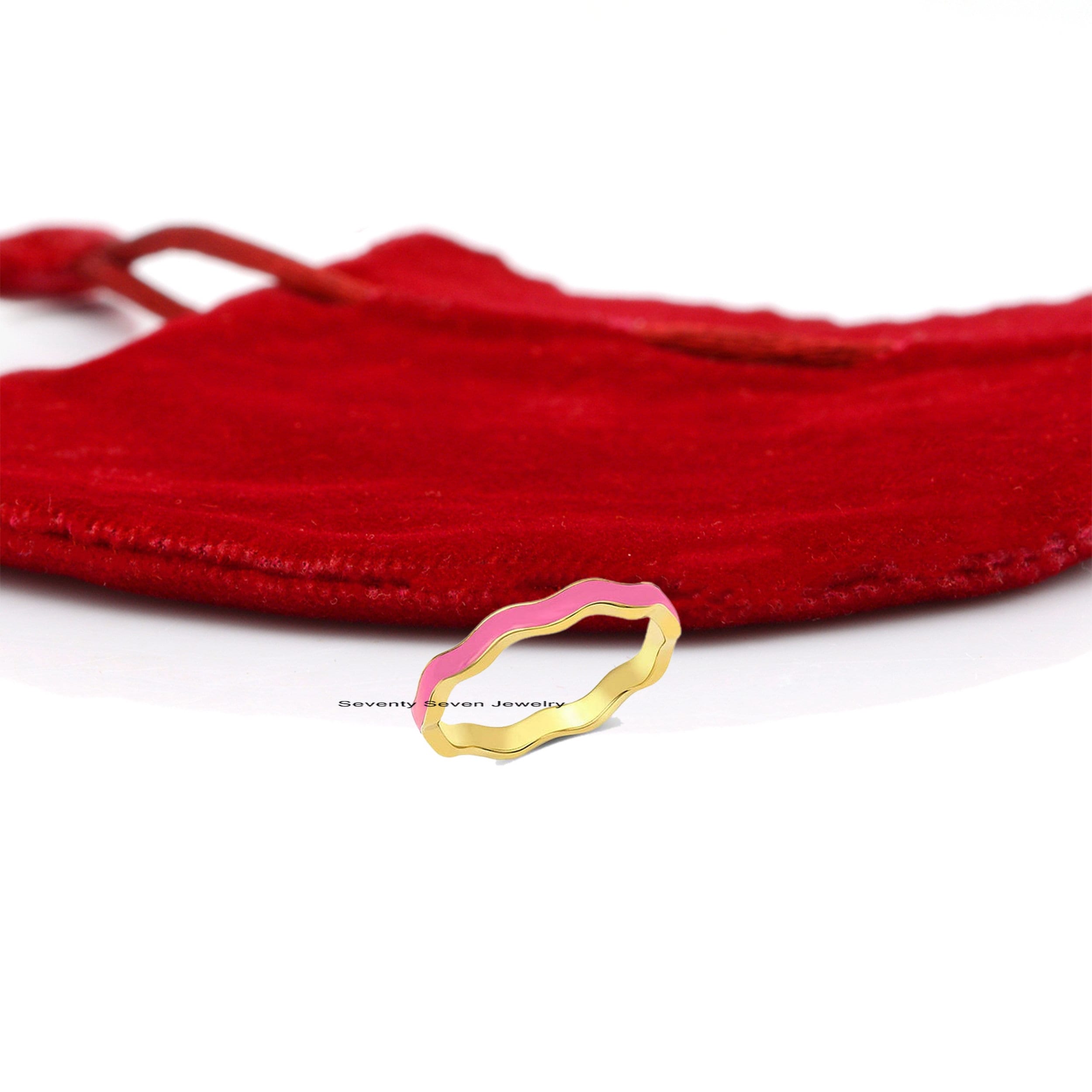 925 Silver Enamel Band Ring: Colorful Stacking Jewelry - View 6 - Seventy Seven Jewelry | SKU: SSMJR977-SLNSELPR-US-8-2026