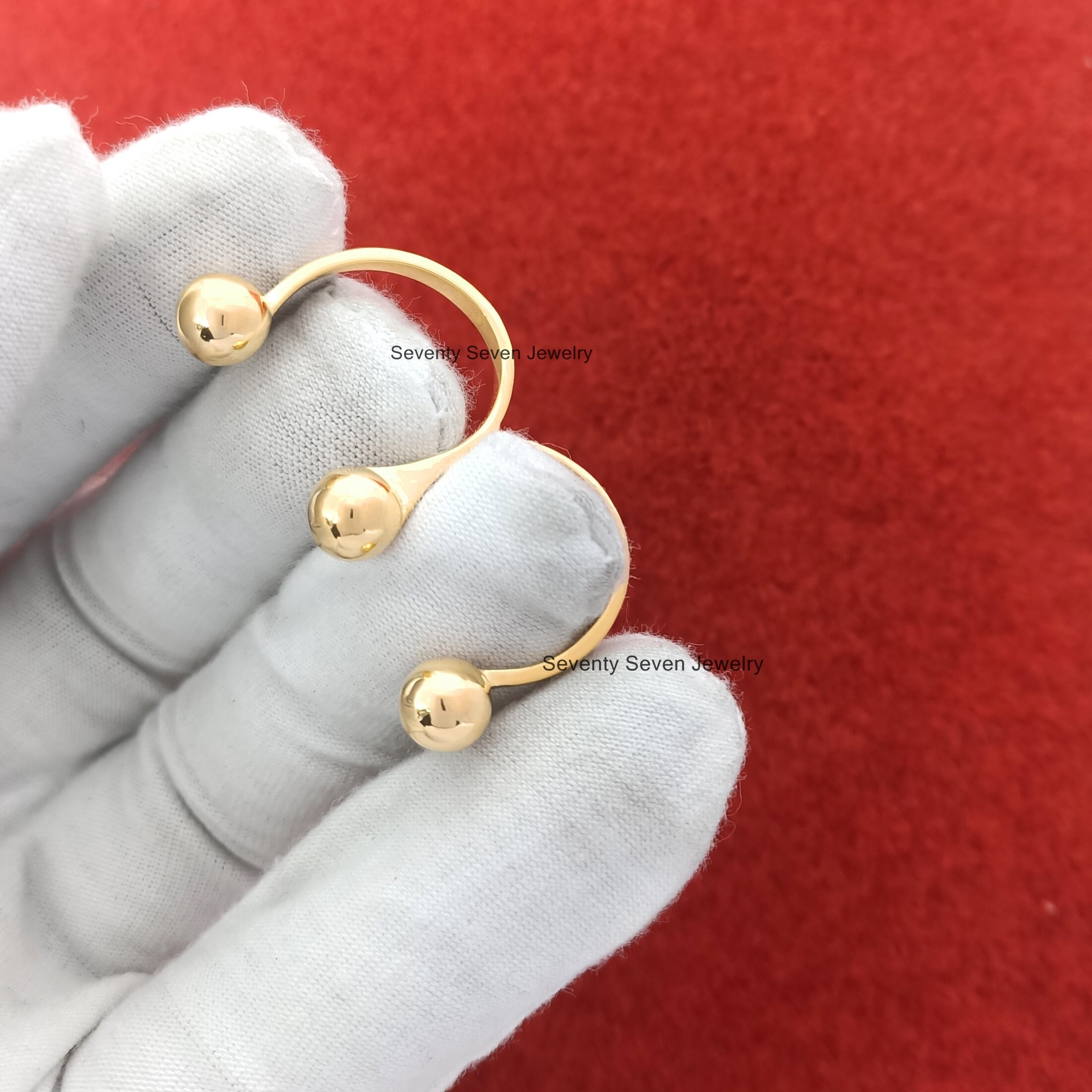 14K Gold Two Finger Ring Fashionable Rings Sterling Silver Etsy