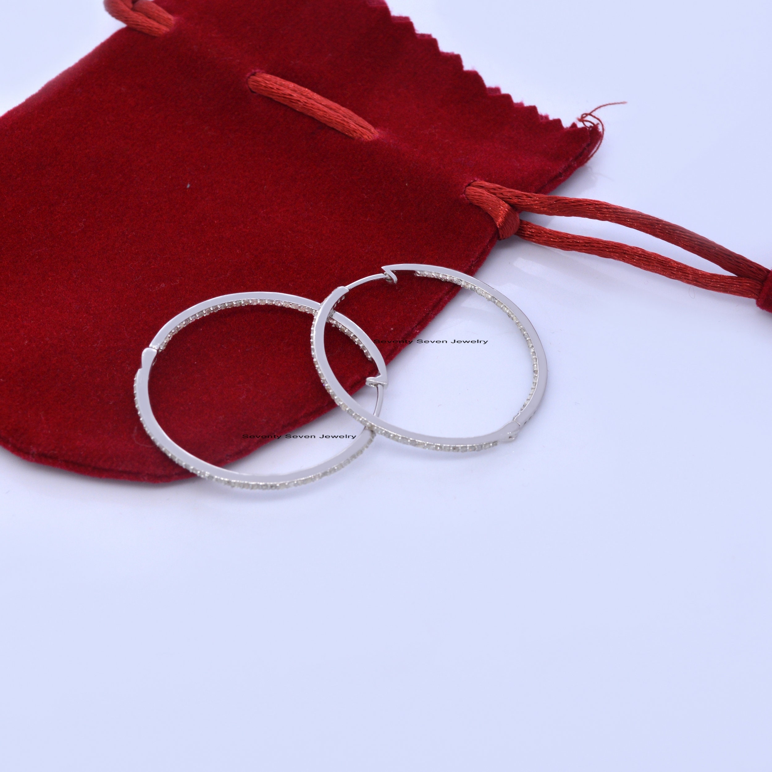 Pave Diamond Silver Hoops: Extra Long Earrings - View 6 - Seventy Seven Jewelry | SKU: SSMJE12-SLYGDI-25M,SSMJE12-SLYGCZ-25M, Pave Diamond Silver Hoops: Extra Long Earrings - View 6 - Seventy Seven Jewelry | SKU: SSMJE12-SLYGDI-25M,SSMJE12-SLYGCZ-25M,