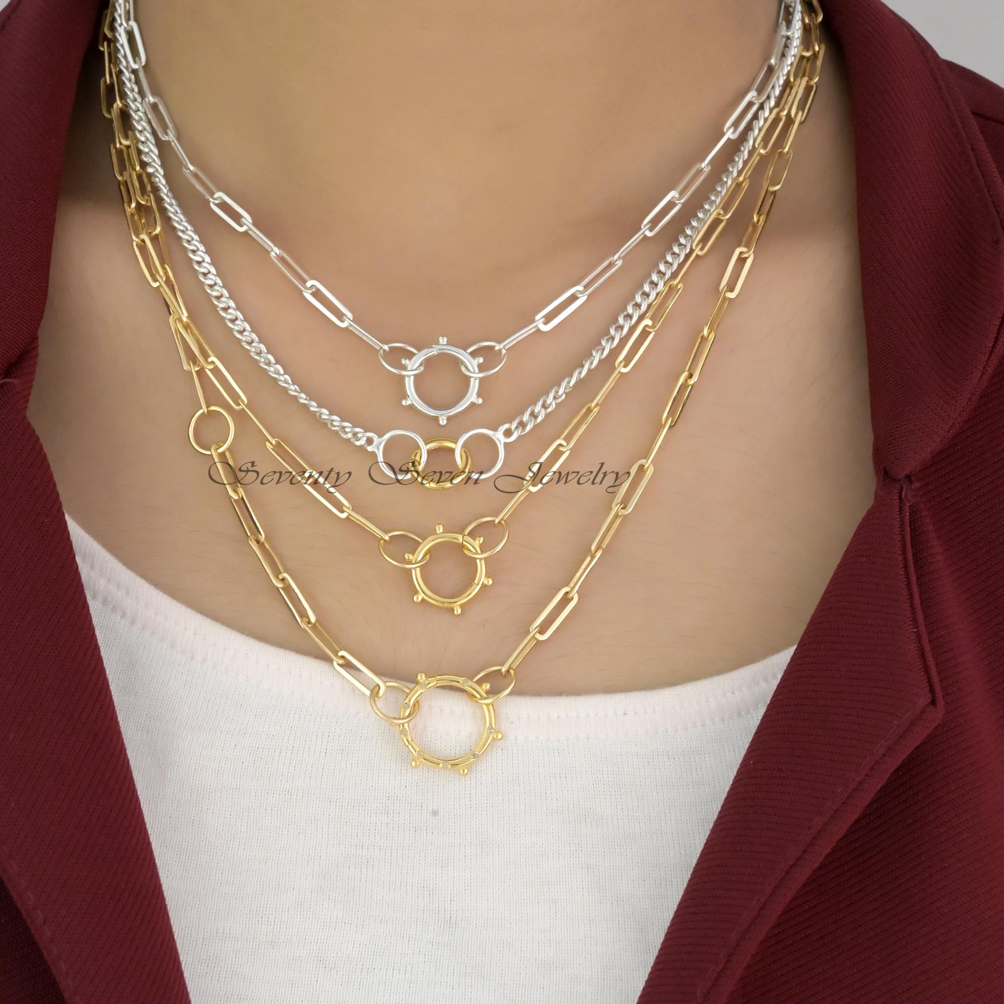 14k Gold Vermeil Round Ball Enhancer: 925 Silver Charm Holder - View 2 - Seventy Seven Jewelry | SKU: SSMJP966-SLYG-2026 14k Gold Vermeil Round Ball Enhancer: 925 Silver Charm Holder - View 2 - Seventy Seven Jewelry | SKU: SSMJP966-SLYG-2026