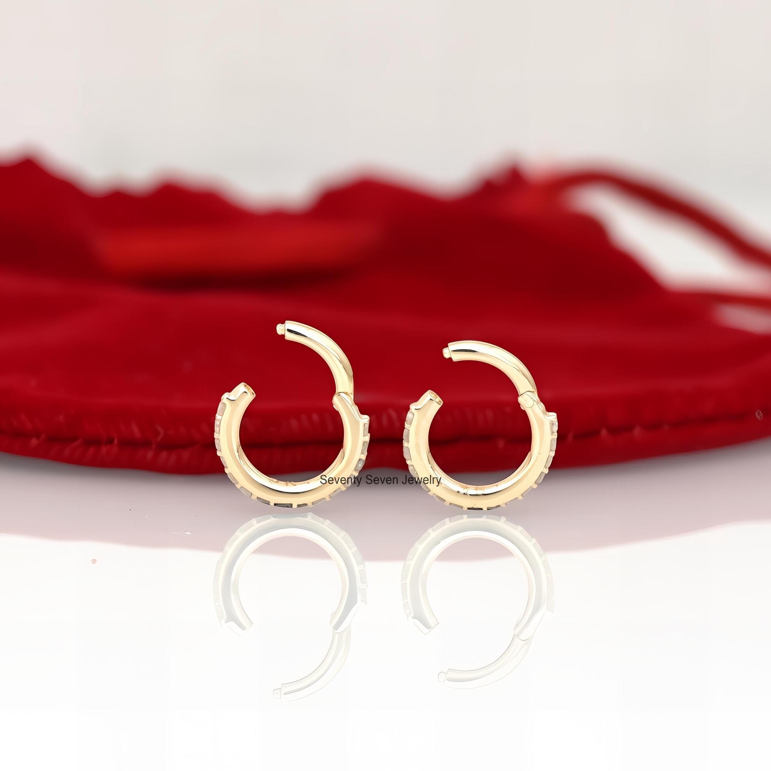 9k Gold Diamond Huggies: Minimalist Pave Hoop Earrings - Seventy Seven Jewelry | SKU: SSMJE05-9KYGDI-2026 9k Gold Diamond Huggies: Minimalist Pave Hoop Earrings - Seventy Seven Jewelry | SKU: SSMJE05-9KYGDI-2026