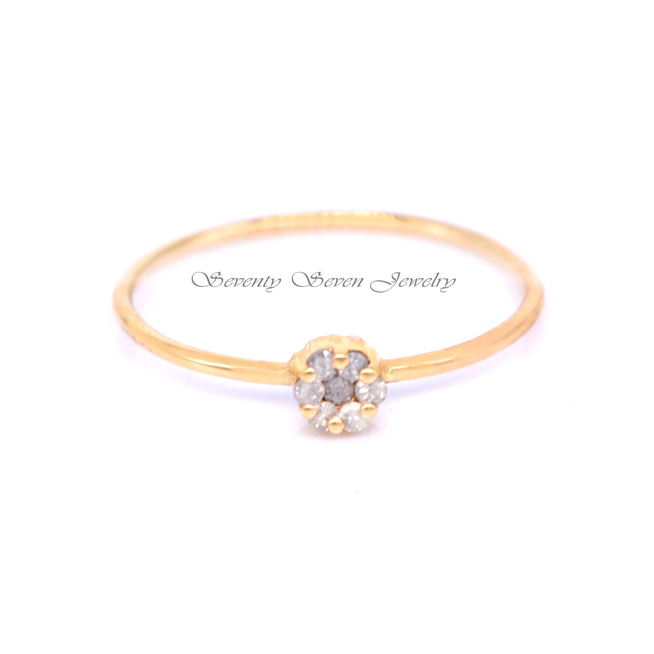 9K Gold Diamond Flower Ring: Floral Promise Band - View 6 - Seventy Seven Jewelry | SKU: SSMJR388-9KYGDI-2026 9K Gold Diamond Flower Ring: Floral Promise Band - View 6 - Seventy Seven Jewelry | SKU: SSMJR388-9KYGDI-2026