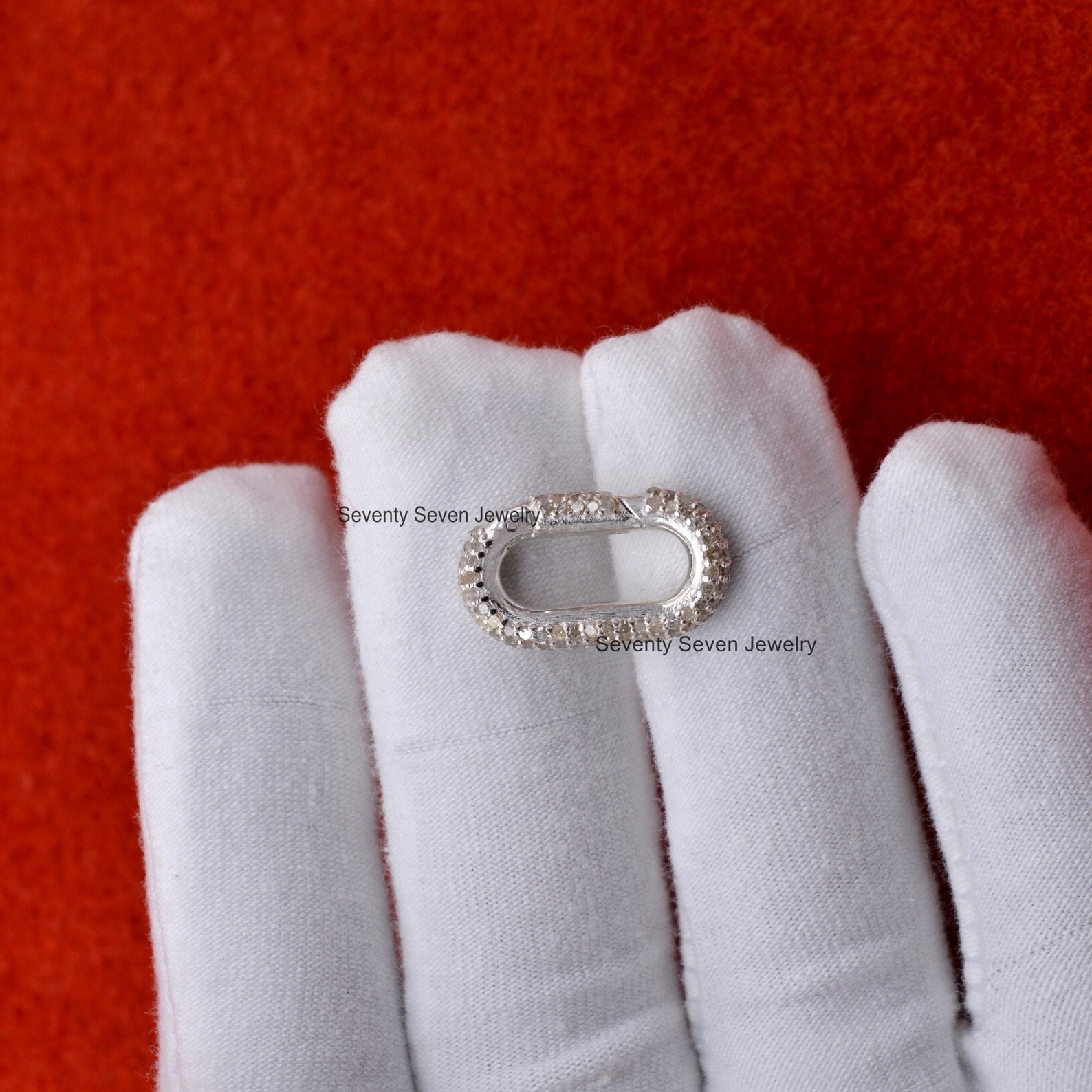 925 Silver Pave Diamond Push Lock Charms Holder Jewelry 925 Etsy