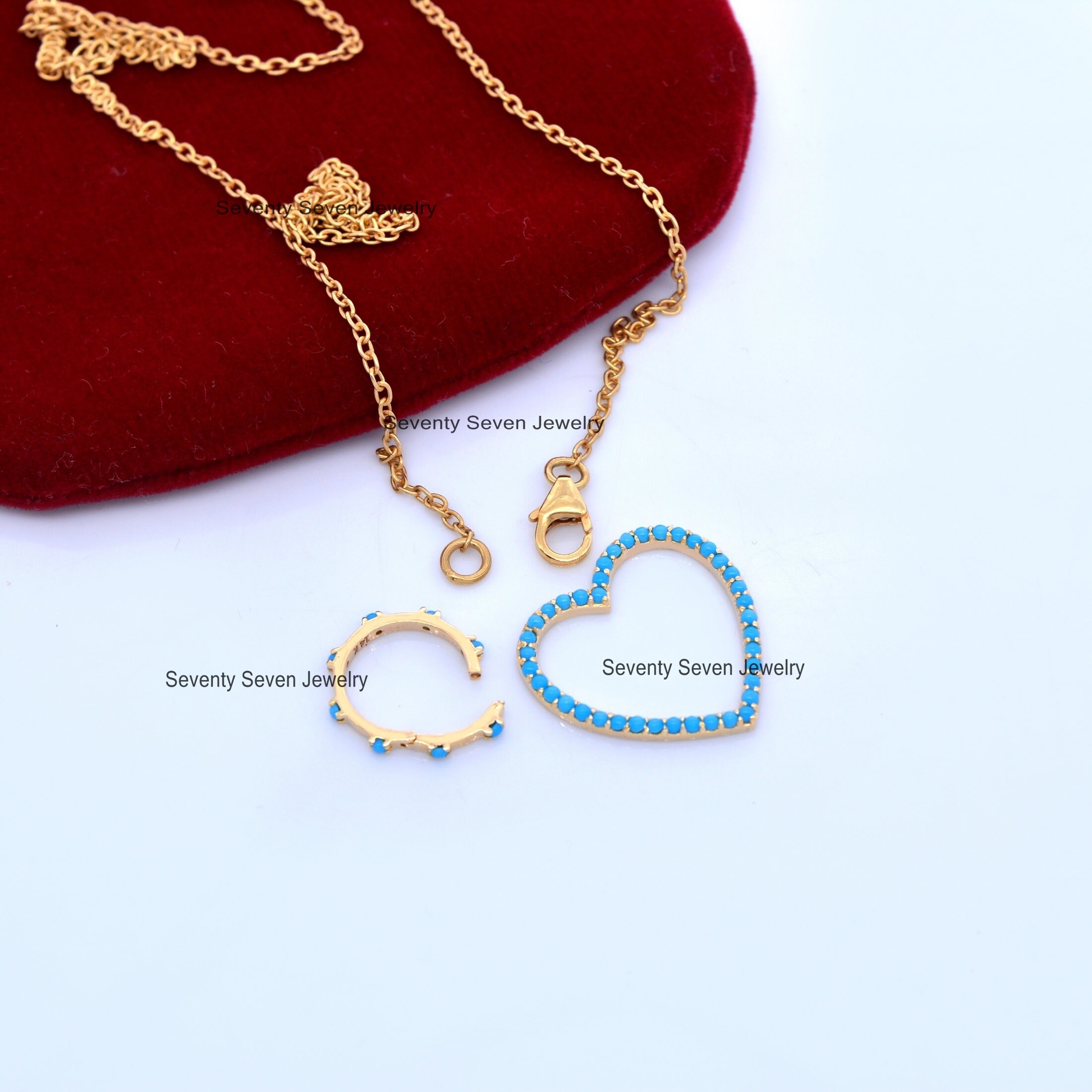 925 Silver Circle Heart Enhancer Necklace Turquoise Heart Etsy