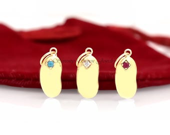 925 Silber Bean Charms Anhänger, Silber Bohnen Charm Anhänger, 1Pc blauer Topas Bean Schmuck, Charms Anhänger, Niere Charms, Silber Bean