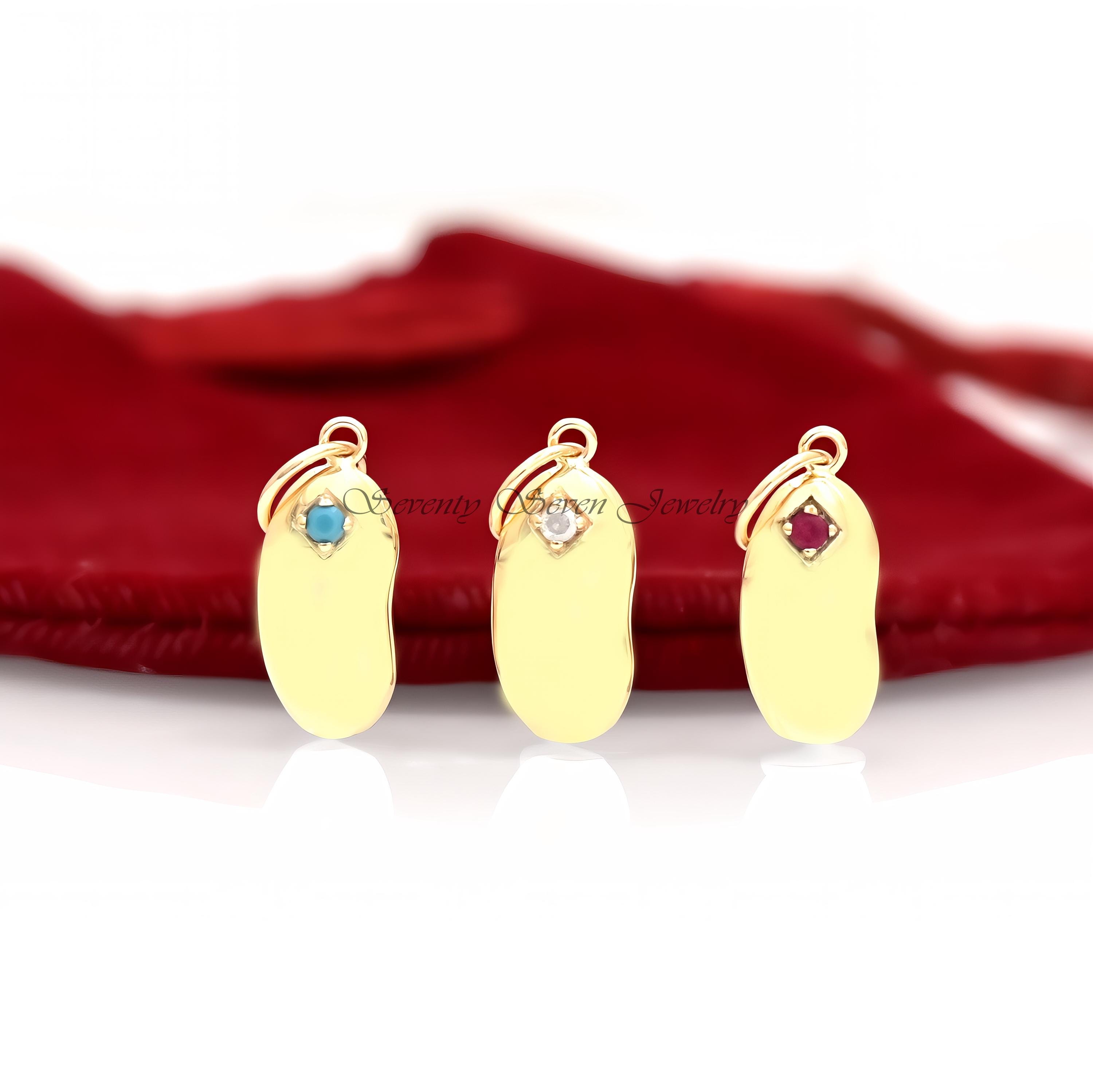 Blue Topaz Sterling Silver Bean Charm Pendant (24x7 MM) - Seventy Seven Jewelry | SKU: SSMJP426-SLYG-2026,SSMJP426-SLYGBT,SSM Blue Topaz Sterling Silver Bean Charm Pendant (24x7 MM) - Seventy Seven Jewelry | SKU: SSMJP426-SLYG-2026,SSMJP426-SLYGBT,SSM