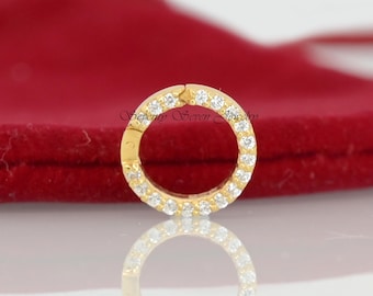 9K Solid Gold Diamond Charm Enhancer, Round Multi Holder