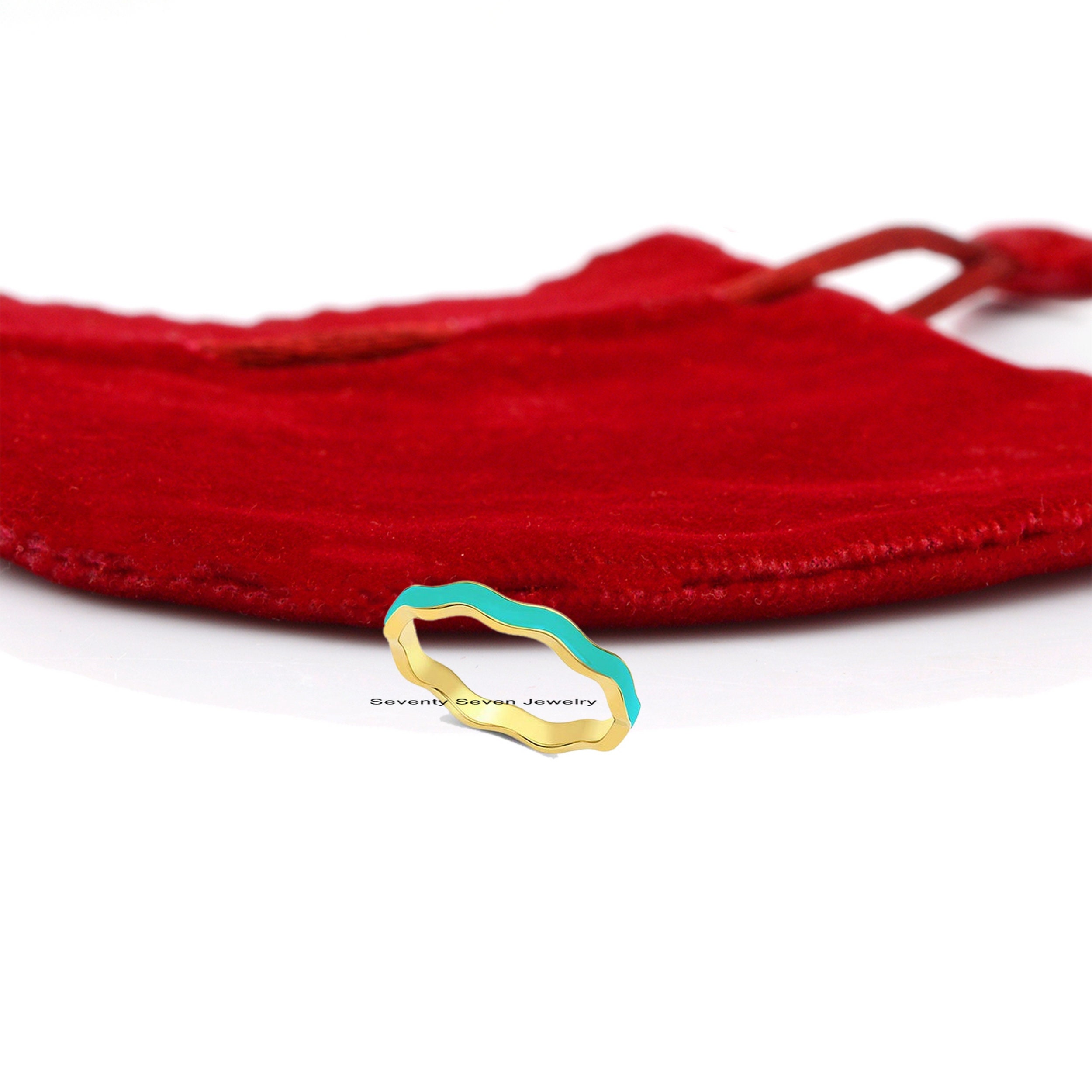 925 Silver Enamel Band Ring: Colorful Stacking Jewelry - View 7 - Seventy Seven Jewelry | SKU: SSMJR977-SLNSELPR-US-8-2026