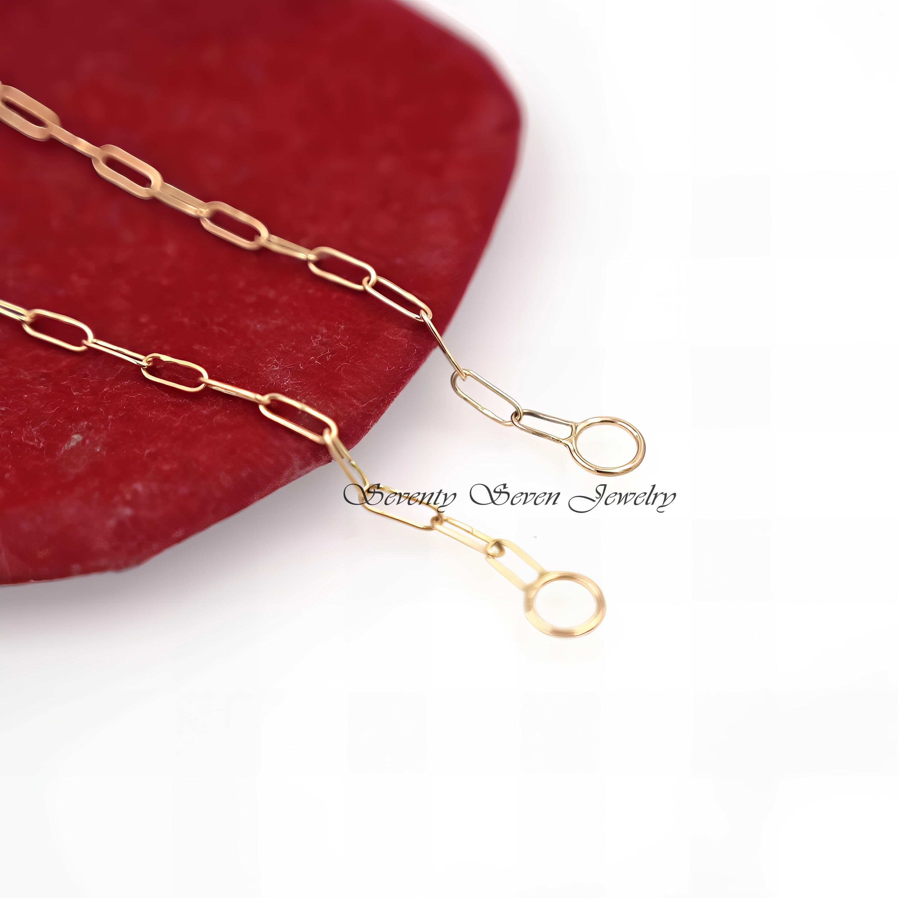 Solid 14K Gold Paper Clip Chain, Oval Link Necklace - View 5 - Seventy Seven Jewelry | SKU: SSG49-14KYG-6.6M-18I-2026 Solid 14K Gold Paper Clip Chain, Oval Link Necklace - View 5 - Seventy Seven Jewelry | SKU: SSG49-14KYG-6.6M-18I-2026