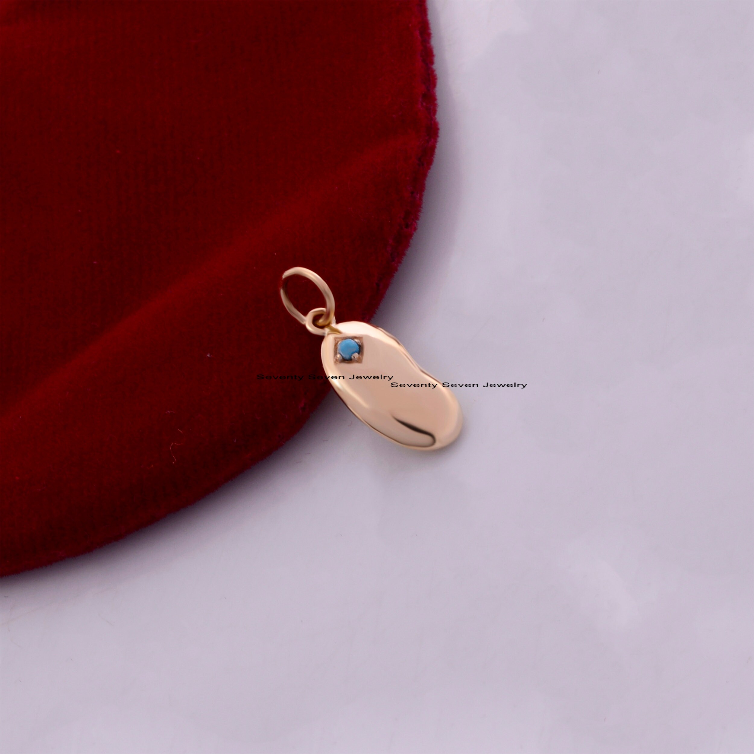 Sterling Silver Kidney Bean Pendant: Turquoise Charm Holder - View 6 - Seventy Seven Jewelry | SKU: SSMJP426-SLYGTQ-2026,SSMJ Sterling Silver Kidney Bean Pendant: Turquoise Charm Holder - View 6 - Seventy Seven Jewelry | SKU: SSMJP426-SLYGTQ-2026,SSMJ