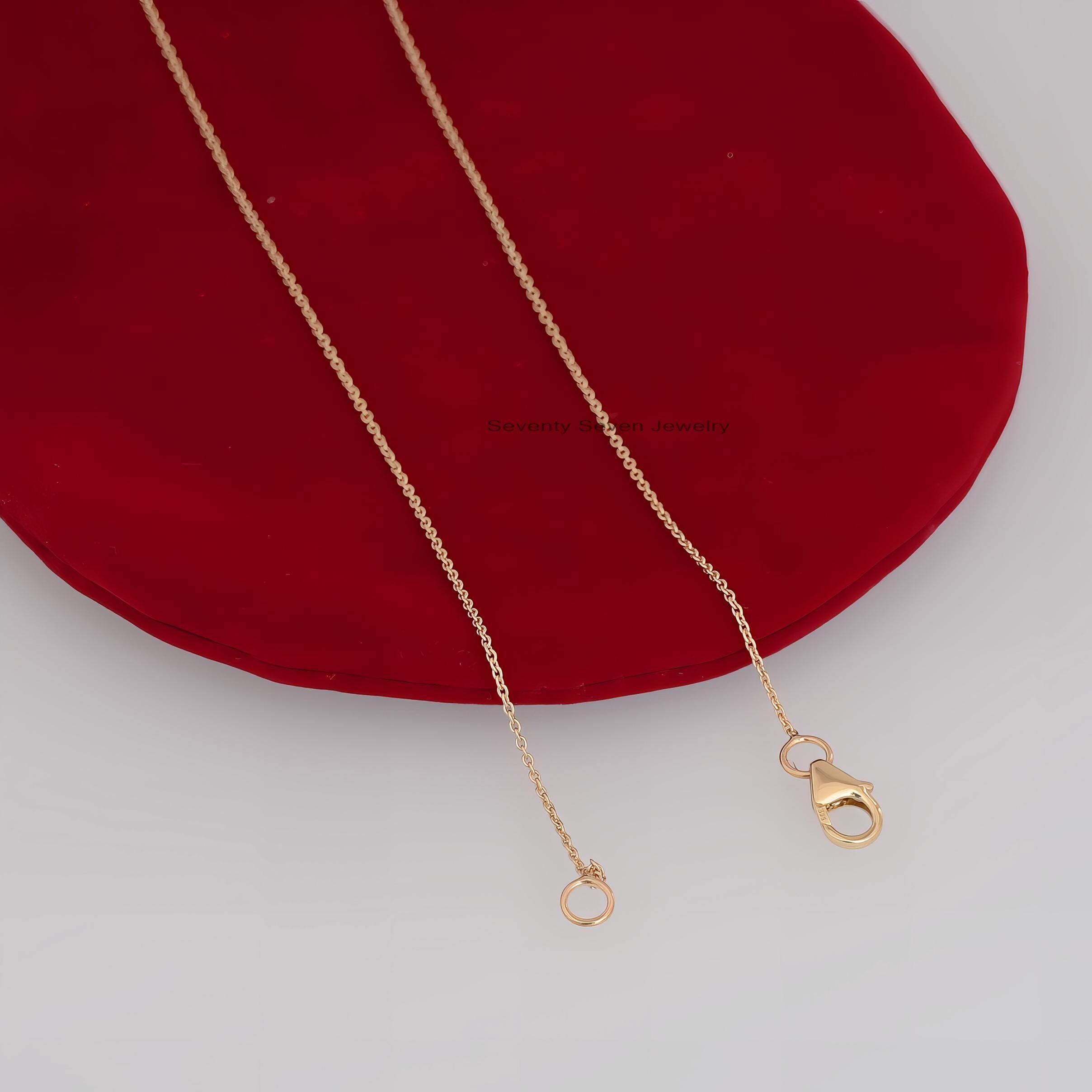 14K Gold Thin Rolo Chain Necklace, 1.33MM - View 3 - Seventy Seven Jewelry | SKU: SSG19-14KYG-1.33M-18I-V/19-06