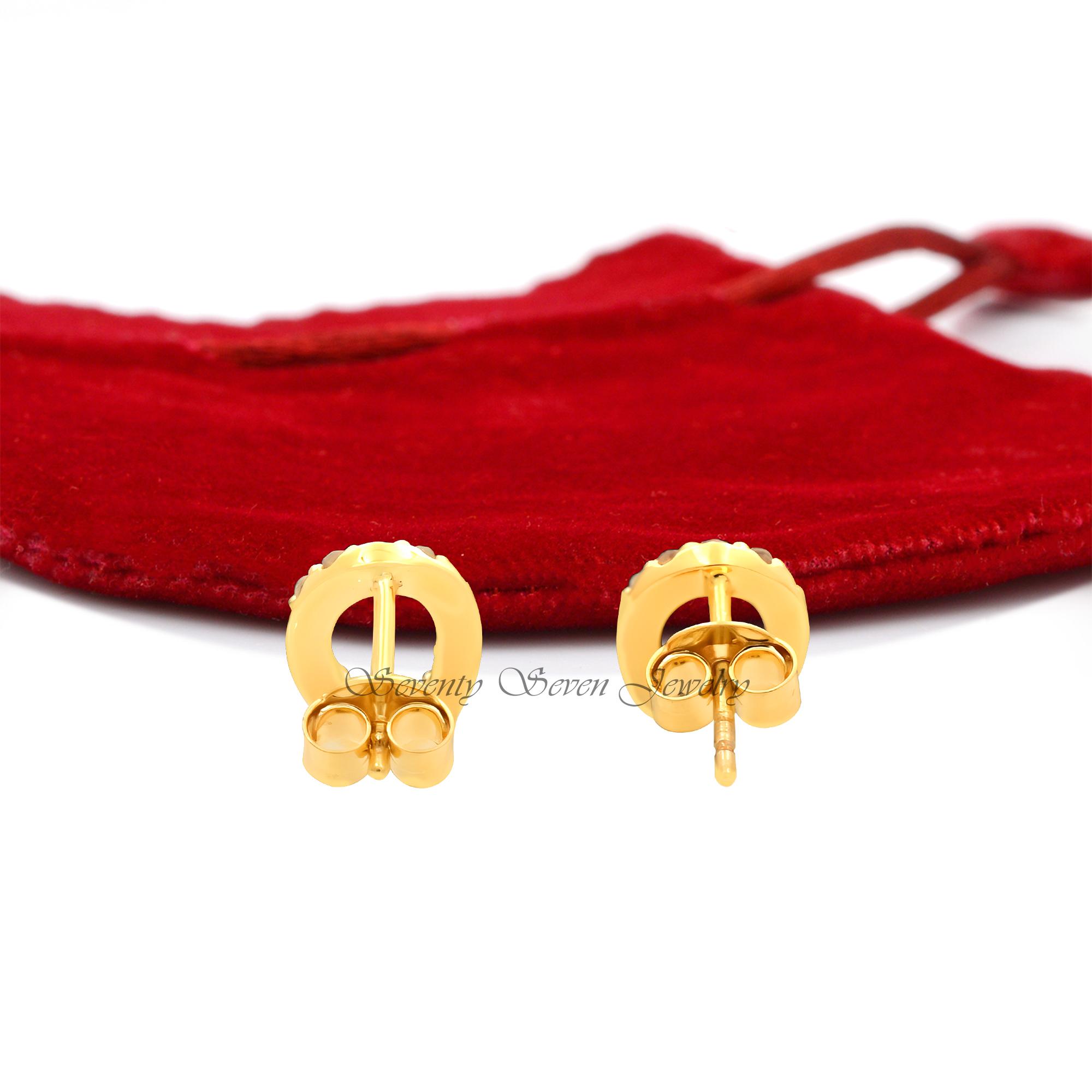 14k Gold Diamond Horseshoe Studs: Lucky Earrings, 10MM - View 3 - Seventy Seven Jewelry | SKU: SSMJE1797-14KYGDI-10M-2026 14k Gold Diamond Horseshoe Studs: Lucky Earrings, 10MM - View 3 - Seventy Seven Jewelry | SKU: SSMJE1797-14KYGDI-10M-2026