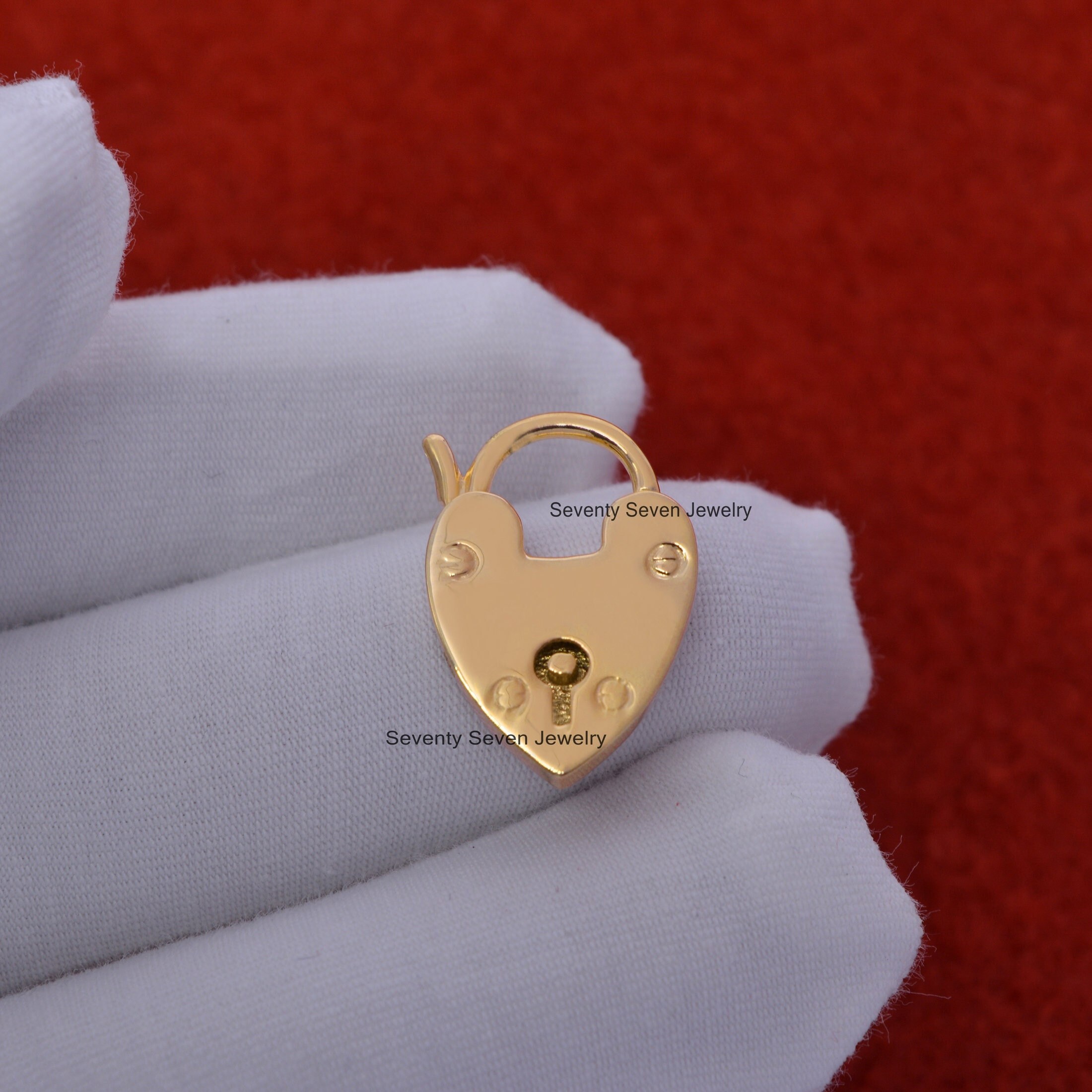 Dainty Heart Padlock Necklace, 925 Sterling Silver, Openable Lock - View 6 - Seventy Seven Jewelry | SKU: SSMJP48-SLRH-G6A-18 Dainty Heart Padlock Necklace, 925 Sterling Silver, Openable Lock - View 6 - Seventy Seven Jewelry | SKU: SSMJP48-SLRH-G6A-18