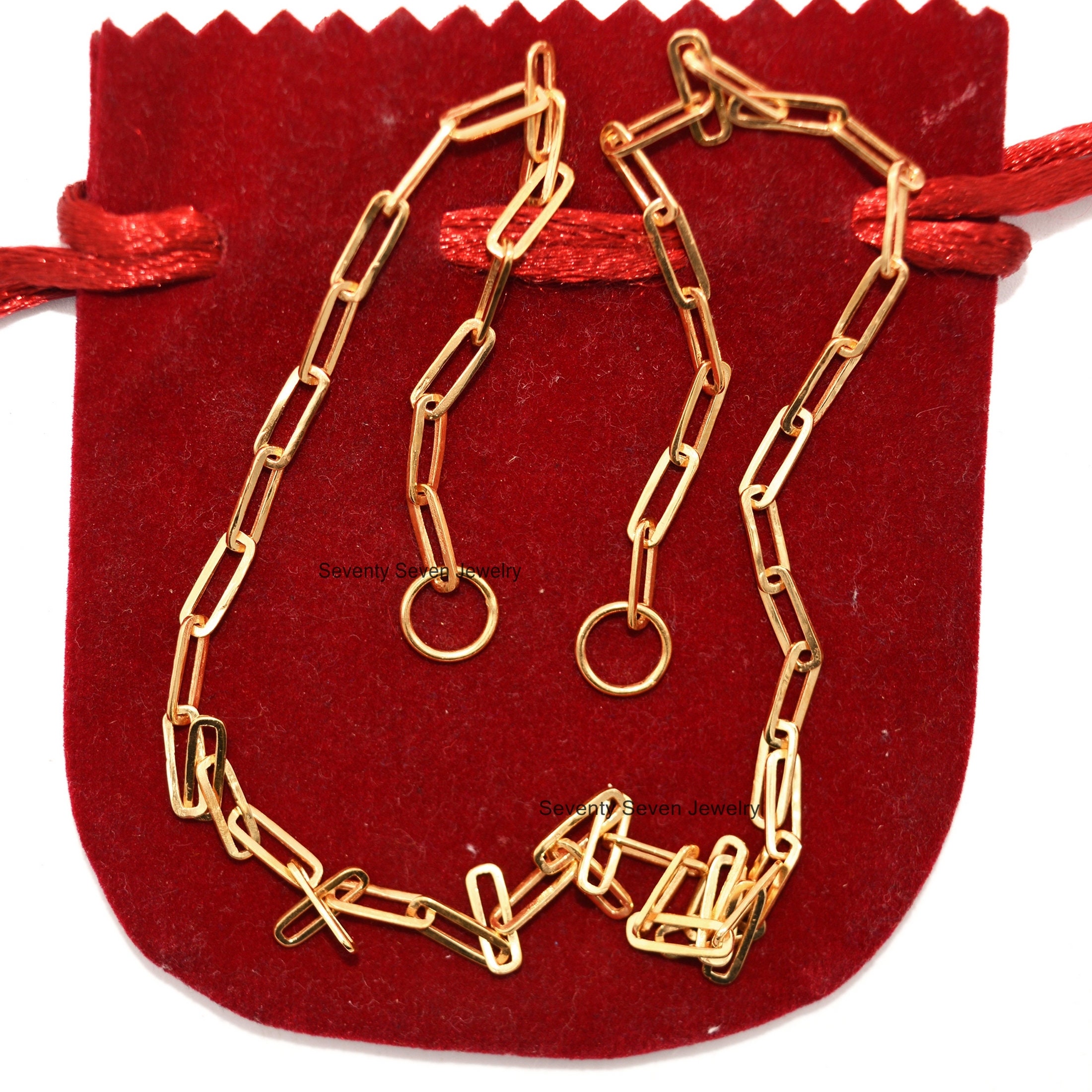 14K Gold Paperclip Link Chain Necklace - View 4 - Seventy Seven Jewelry | SKU: SSG1-14KYG-10M-22I,SSG1-14KYG-10M-24I,SSG1-14K 14K Gold Paperclip Link Chain Necklace - View 4 - Seventy Seven Jewelry | SKU: SSG1-14KYG-10M-22I,SSG1-14KYG-10M-24I,SSG1-14K