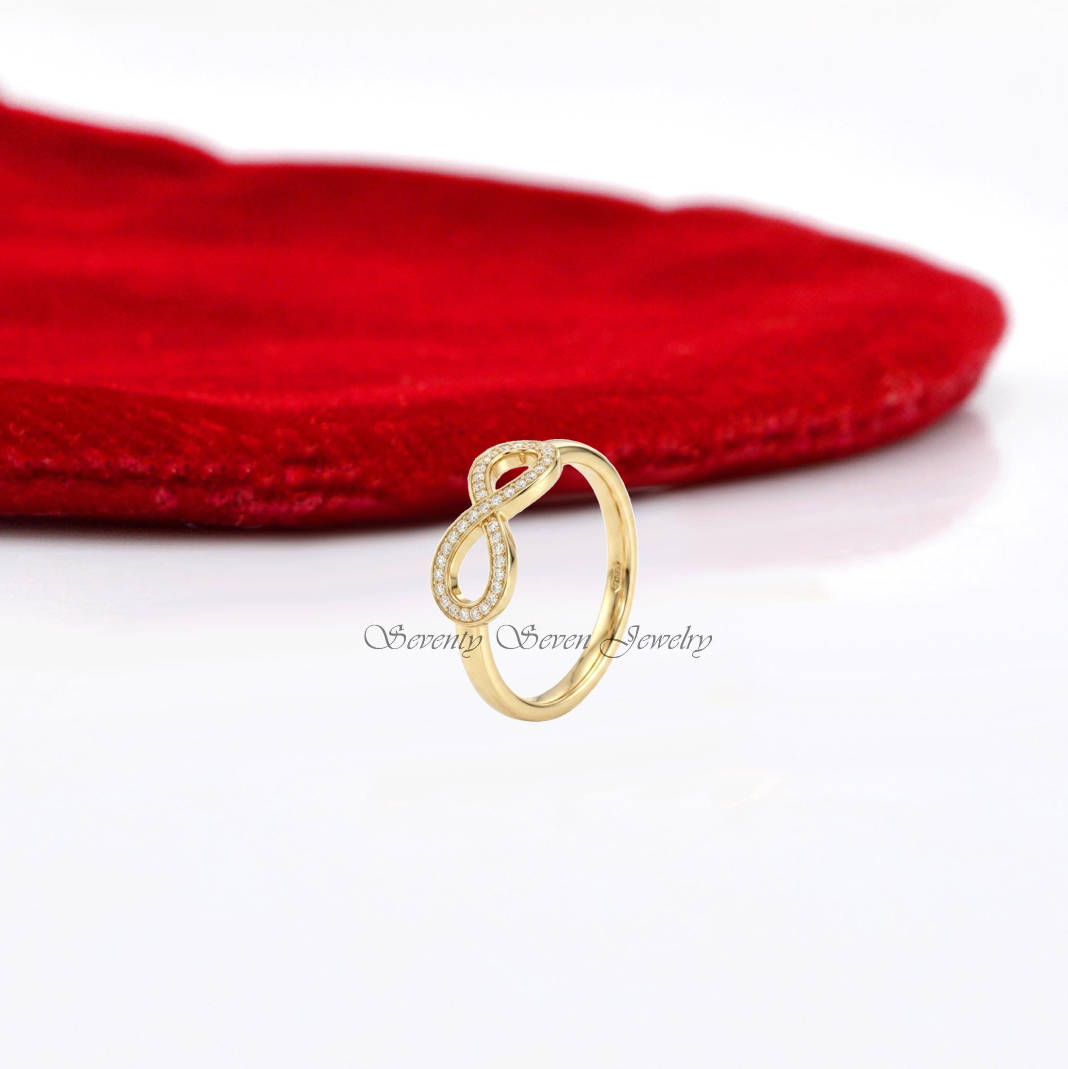 14K Gold Plated Infinity Moissanite Ring, Infinity Promise Ring, Minimalist Infinity Band, Forever Love Ring, Gift for Her - 14K Gold Plated Infinity Moissanite Ring, Infinity Promise Ring, Minimalist Infinity Band, Forever Love Ring, Gift for Her -