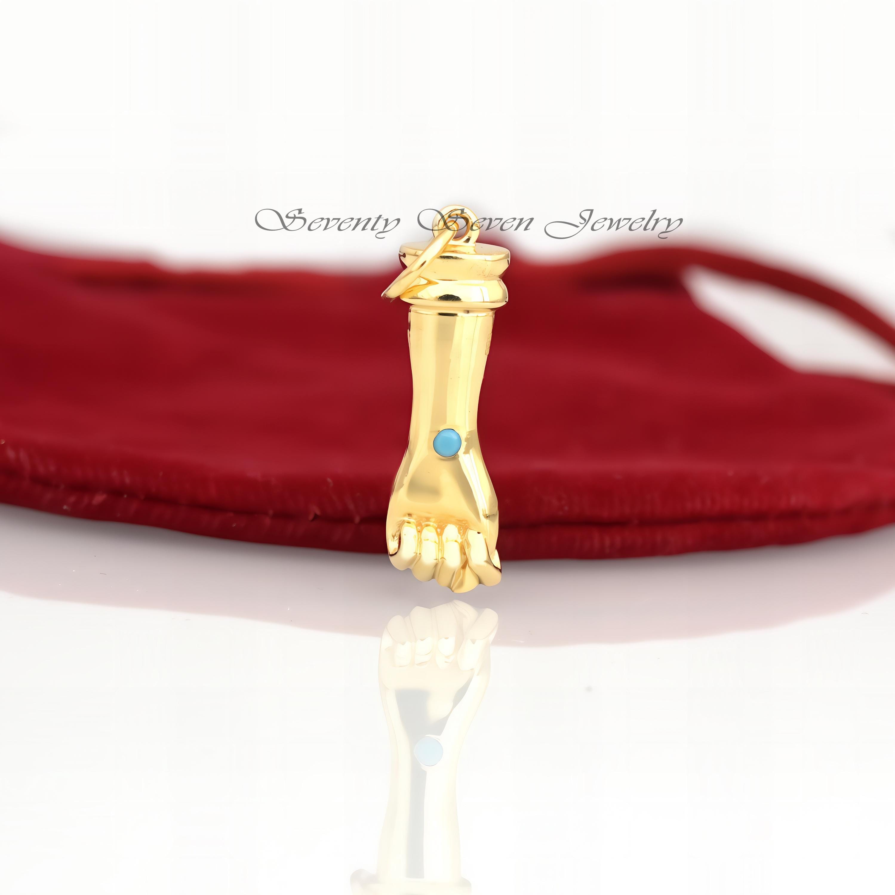 Diamond Figa Hand Pendant: 925 Silver Gold Vermeil Charm - View 4 - Seventy Seven Jewelry | SKU: SSMJP62-SLYGDI-2026 Diamond Figa Hand Pendant: 925 Silver Gold Vermeil Charm - View 4 - Seventy Seven Jewelry | SKU: SSMJP62-SLYGDI-2026