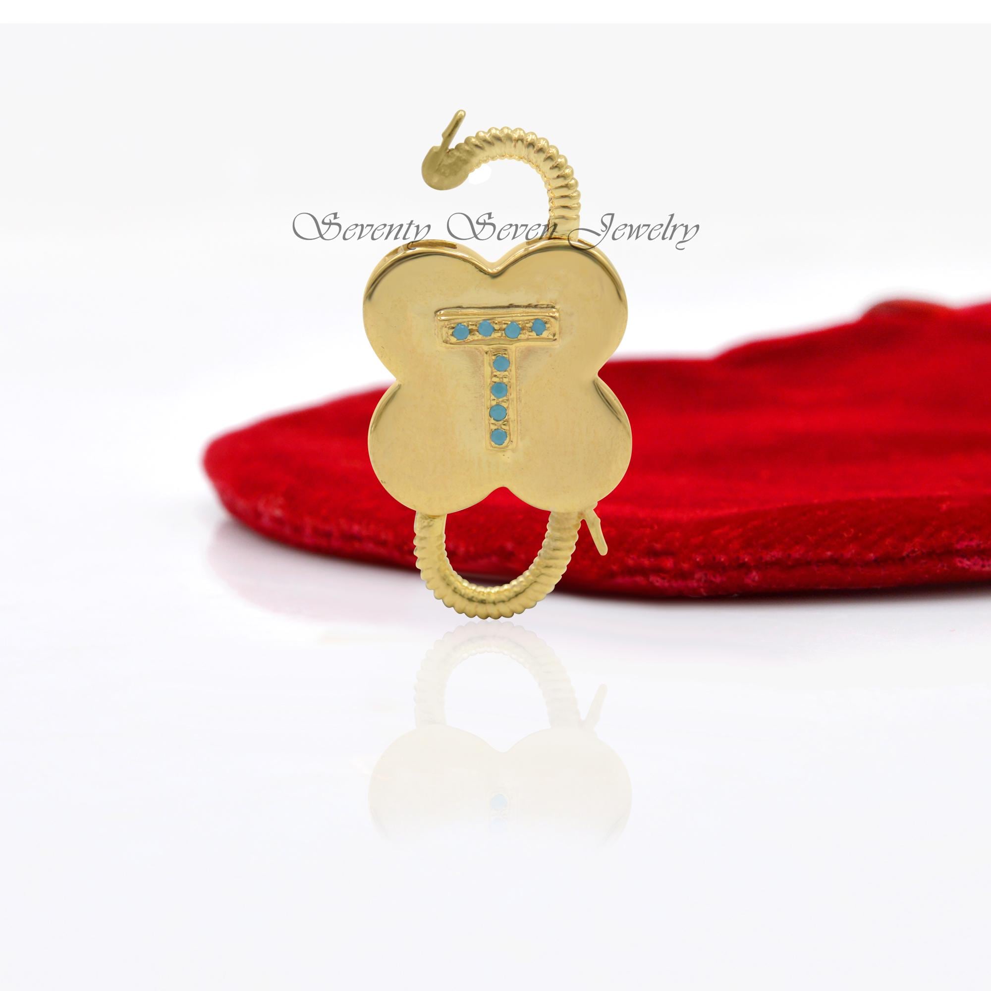 925 Silver Diamond Initial Padlock Necklace: Personalized Letter Gemstone Pendant - View 2 - Seventy Seven Jewelry | SKU: SSM 925 Silver Diamond Initial Padlock Necklace: Personalized Letter Gemstone Pendant - View 2 - Seventy Seven Jewelry | SKU: SSM