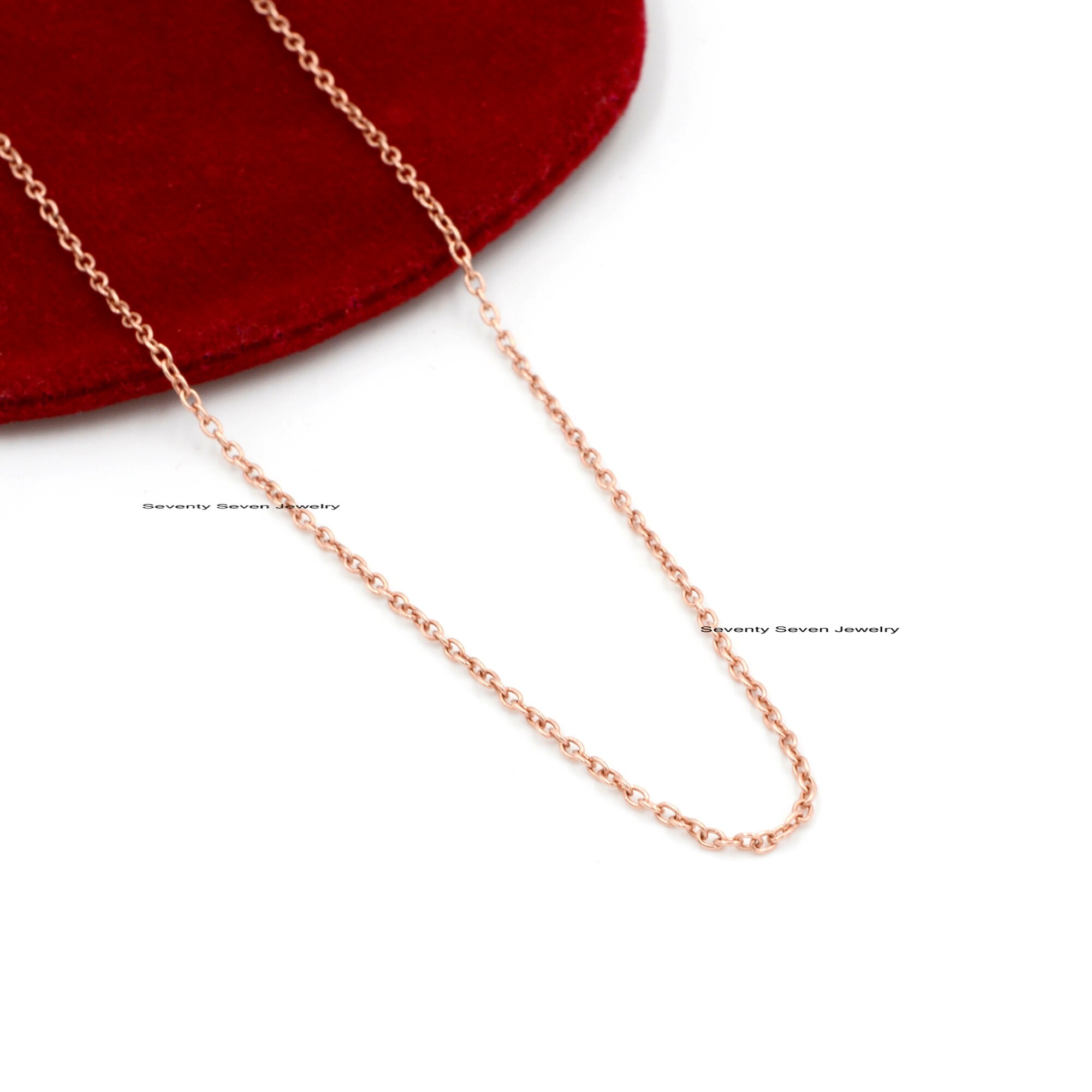 Sterling Silver Rolo Link Chain Necklace - 1MM Round Jewellery - View 2 - Seventy Seven Jewelry | SKU: SSG19-SLYG Sterling Silver Rolo Link Chain Necklace - 1MM Round Jewellery - View 2 - Seventy Seven Jewelry | SKU: SSG19-SLYG