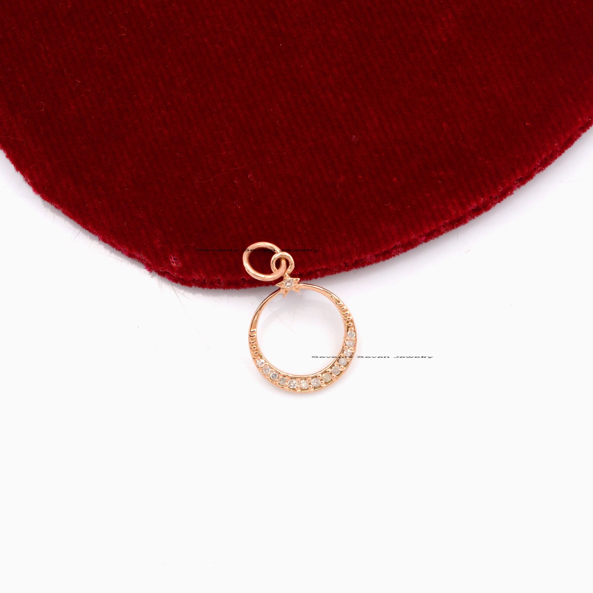 14K Gold Diamond Moon Star Pendant: Dainty Celestial Charm - View 4 - Seventy Seven Jewelry | SKU: SSMJP618-14KYGDI-2026 14K Gold Diamond Moon Star Pendant: Dainty Celestial Charm - View 4 - Seventy Seven Jewelry | SKU: SSMJP618-14KYGDI-2026