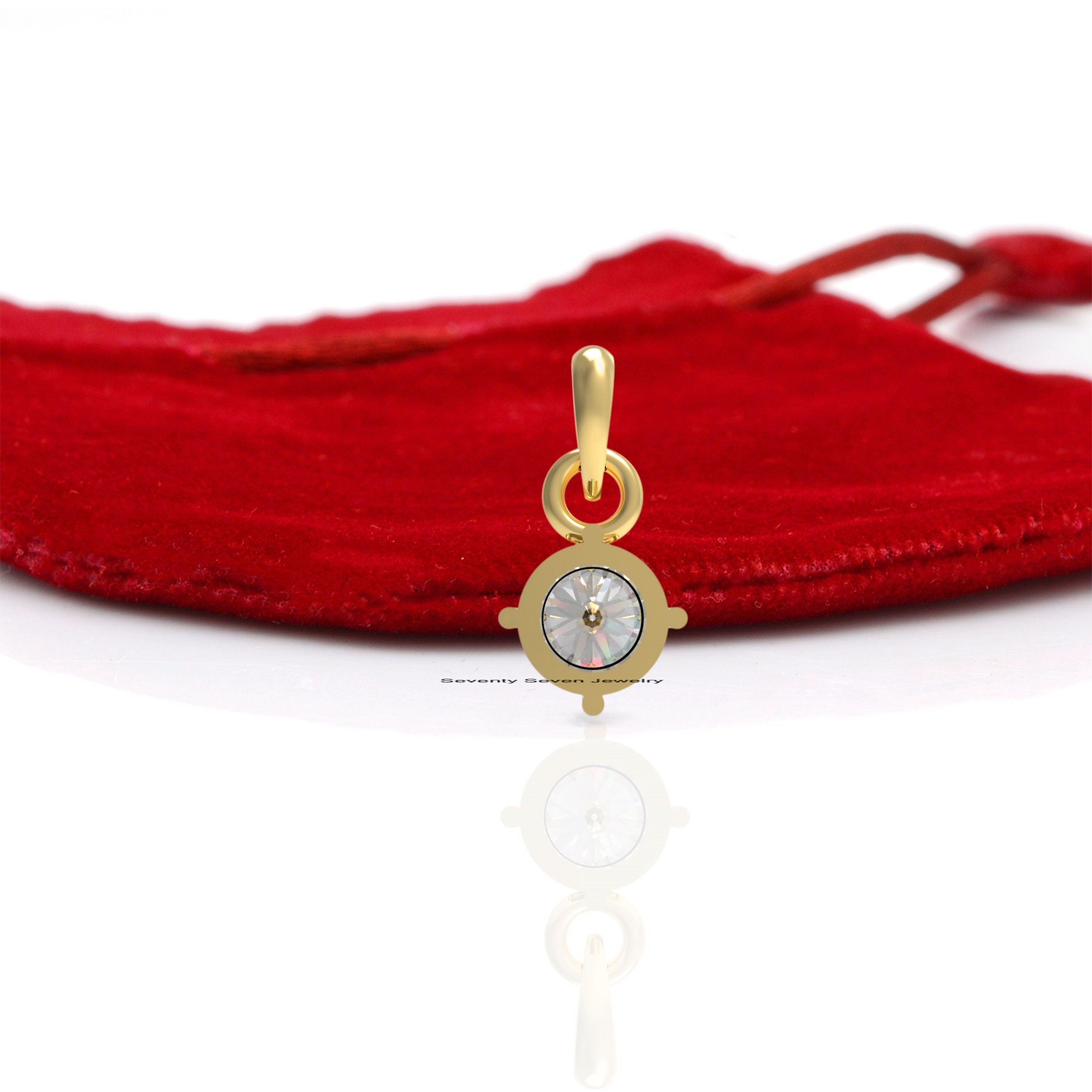 Sterling Silver Gemstone Drop Pendant - Tiny Round Charm (15*7 MM) - View 5 - Seventy Seven Jewelry | SKU: SSMJP1043-SLYG-202 Sterling Silver Gemstone Drop Pendant - Tiny Round Charm (15*7 MM) - View 5 - Seventy Seven Jewelry | SKU: SSMJP1043-SLYG-202
