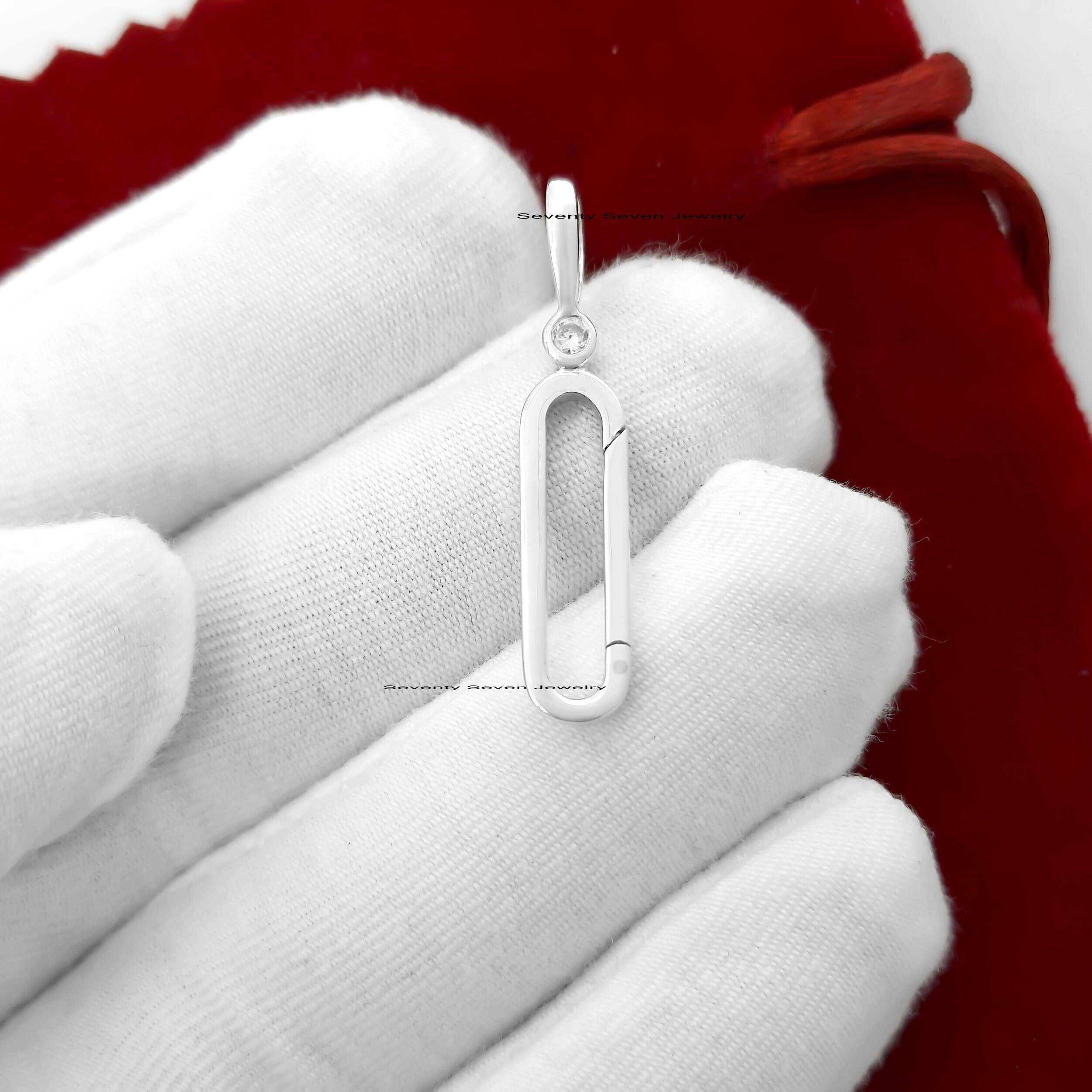 Silver Moissanite Oval Charm Enhancer Lock - 34x7 MM - View 6 - Seventy Seven Jewelry | SKU: SSMJP685-SLYGMN-2/2026,SSMJP685- Silver Moissanite Oval Charm Enhancer Lock - 34x7 MM - View 6 - Seventy Seven Jewelry | SKU: SSMJP685-SLYGMN-2/2026,SSMJP685-