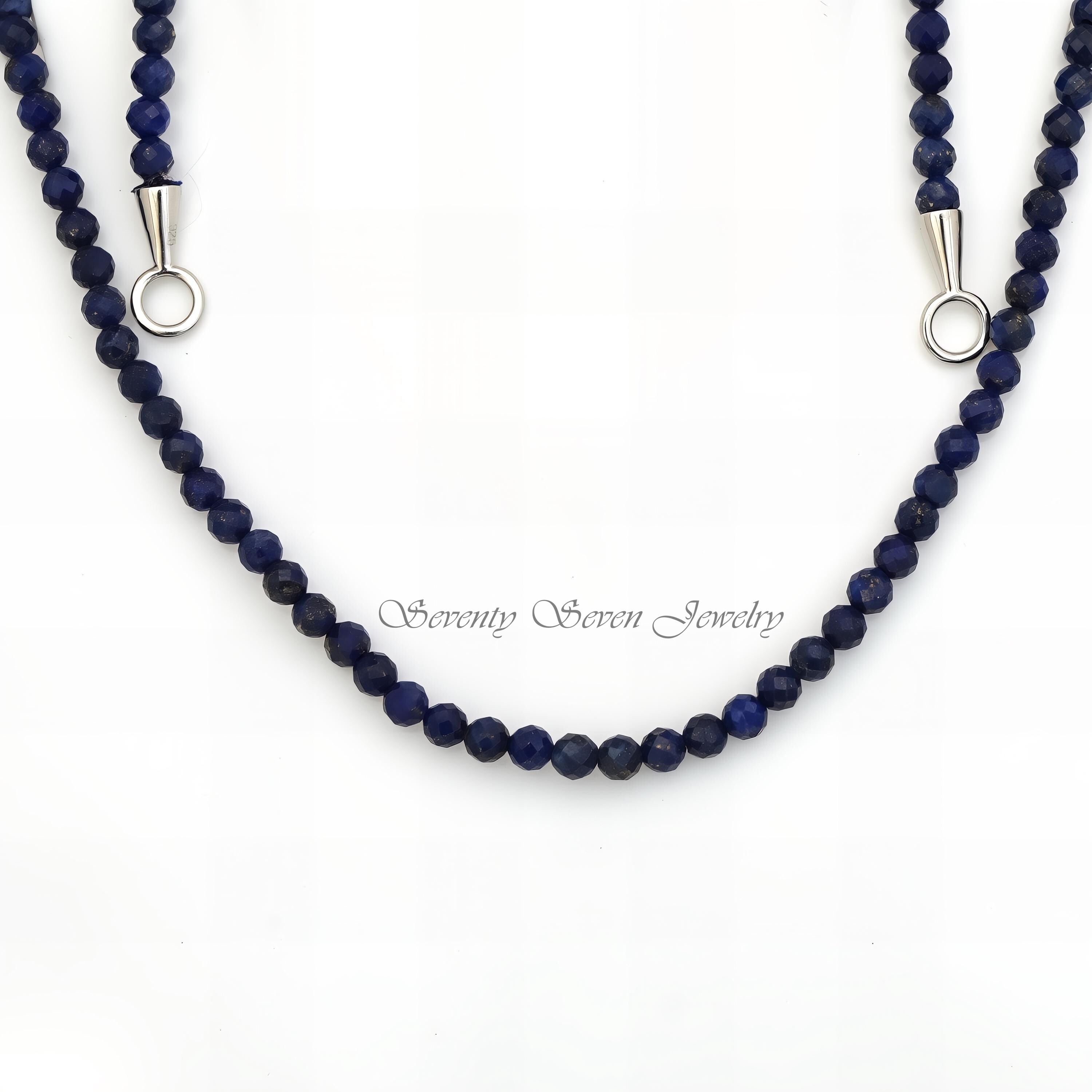 14K Gold Lapis Beads Chain Necklace: 4.80mm, 16 Inch - View 3 - Seventy Seven Jewelry | SKU: SSMJN247-14KYG-16I-10/2025,SSMJN 14K Gold Lapis Beads Chain Necklace: 4.80mm, 16 Inch - View 3 - Seventy Seven Jewelry | SKU: SSMJN247-14KYG-16I-10/2025,SSMJN