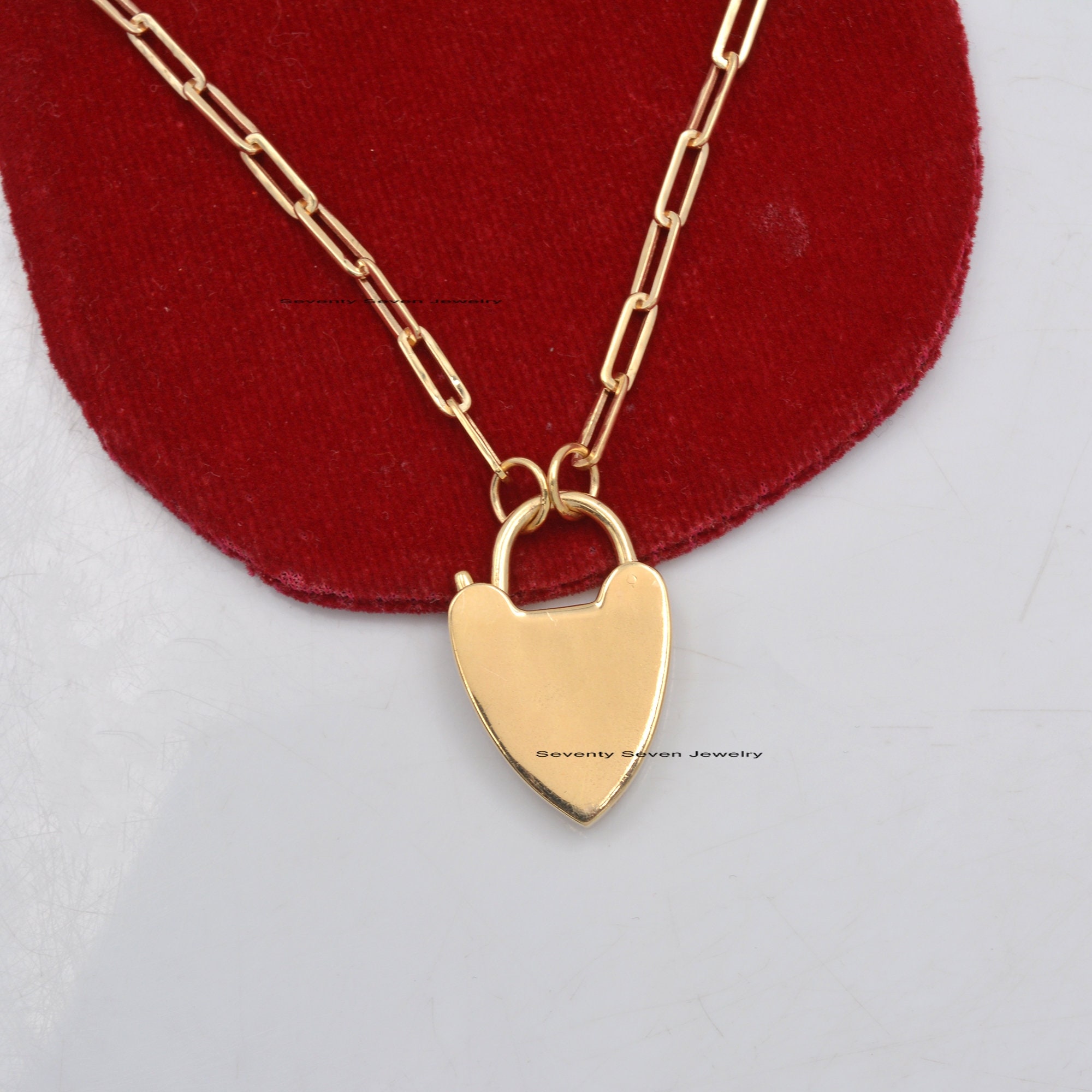 Gold Vermeil Heart Star Padlock Pendant: Sterling Silver Connector (30mm) - View 7 - Seventy Seven Jewelry | SKU: SSMJP47-SLR Gold Vermeil Heart Star Padlock Pendant: Sterling Silver Connector (30mm) - View 7 - Seventy Seven Jewelry | SKU: SSMJP47-SLR