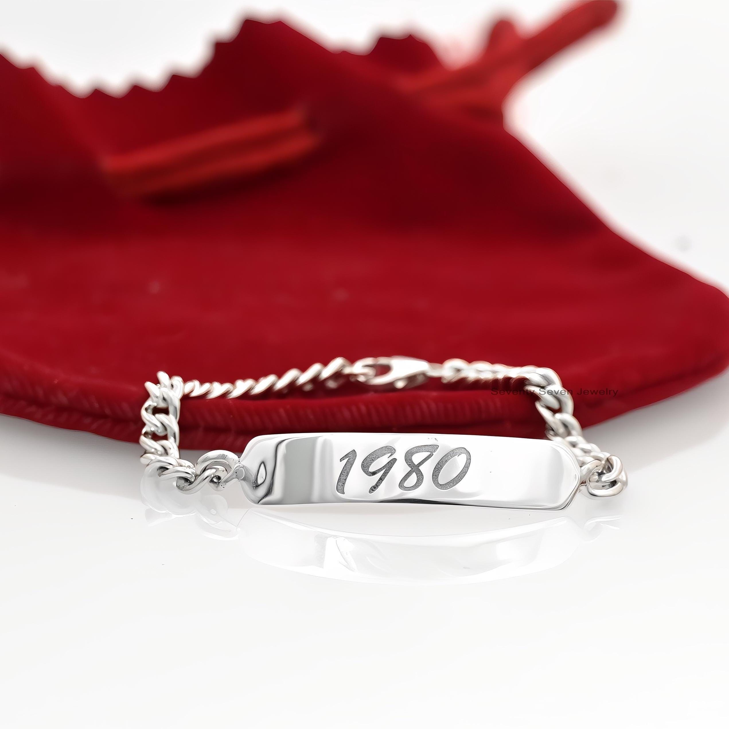 14K Gold Plated Name Bar Bracelet: Custom Engraved Curb Chain - View 7 - Seventy Seven Jewelry | SKU: SSMJA721-SLYG-8I 14K Gold Plated Name Bar Bracelet: Custom Engraved Curb Chain - View 7 - Seventy Seven Jewelry | SKU: SSMJA721-SLYG-8I