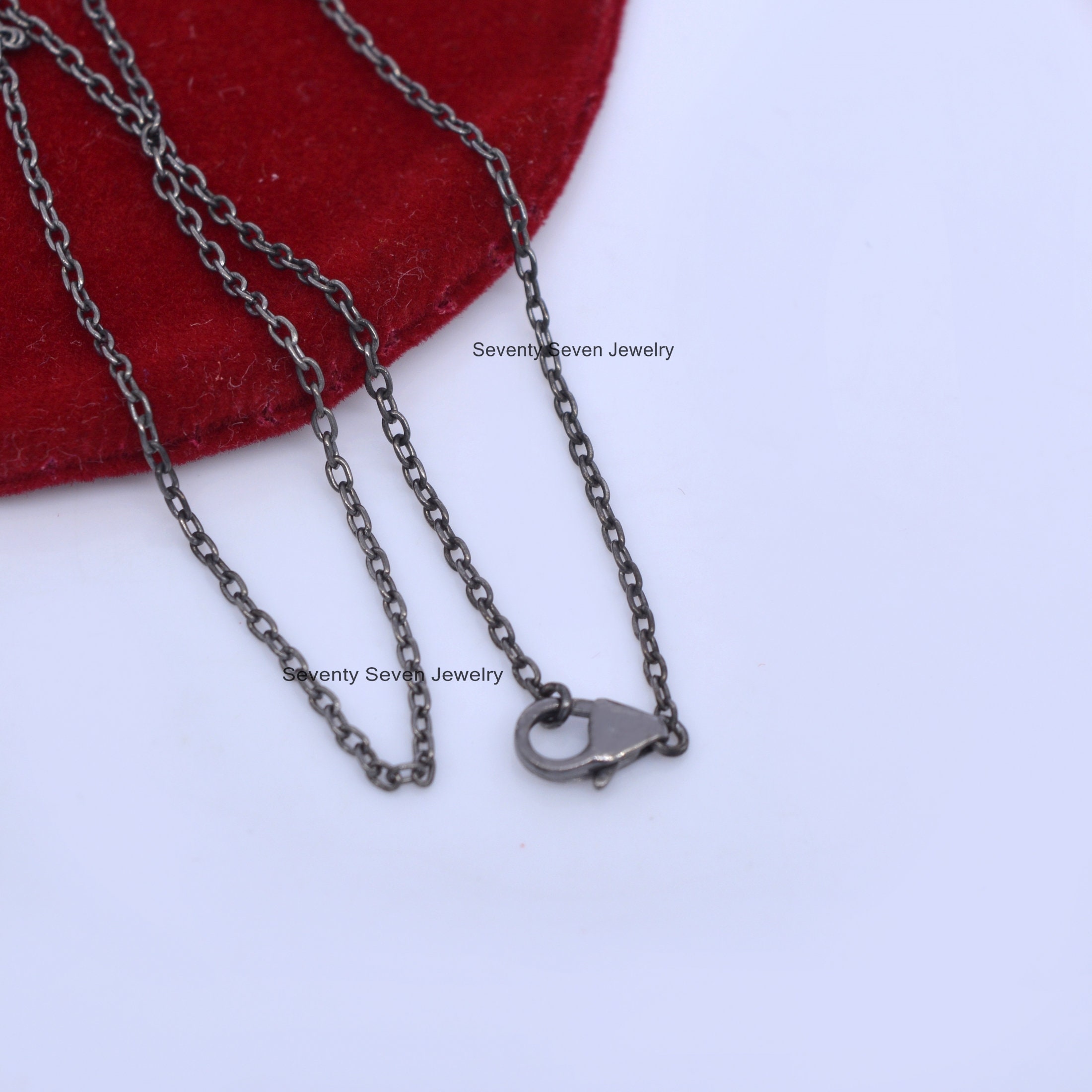 Sterling Silver Rolo Link Chain Necklace - 1MM Round Jewellery - View 5 - Seventy Seven Jewelry | SKU: SSG19-SLYG Sterling Silver Rolo Link Chain Necklace - 1MM Round Jewellery - View 5 - Seventy Seven Jewelry | SKU: SSG19-SLYG