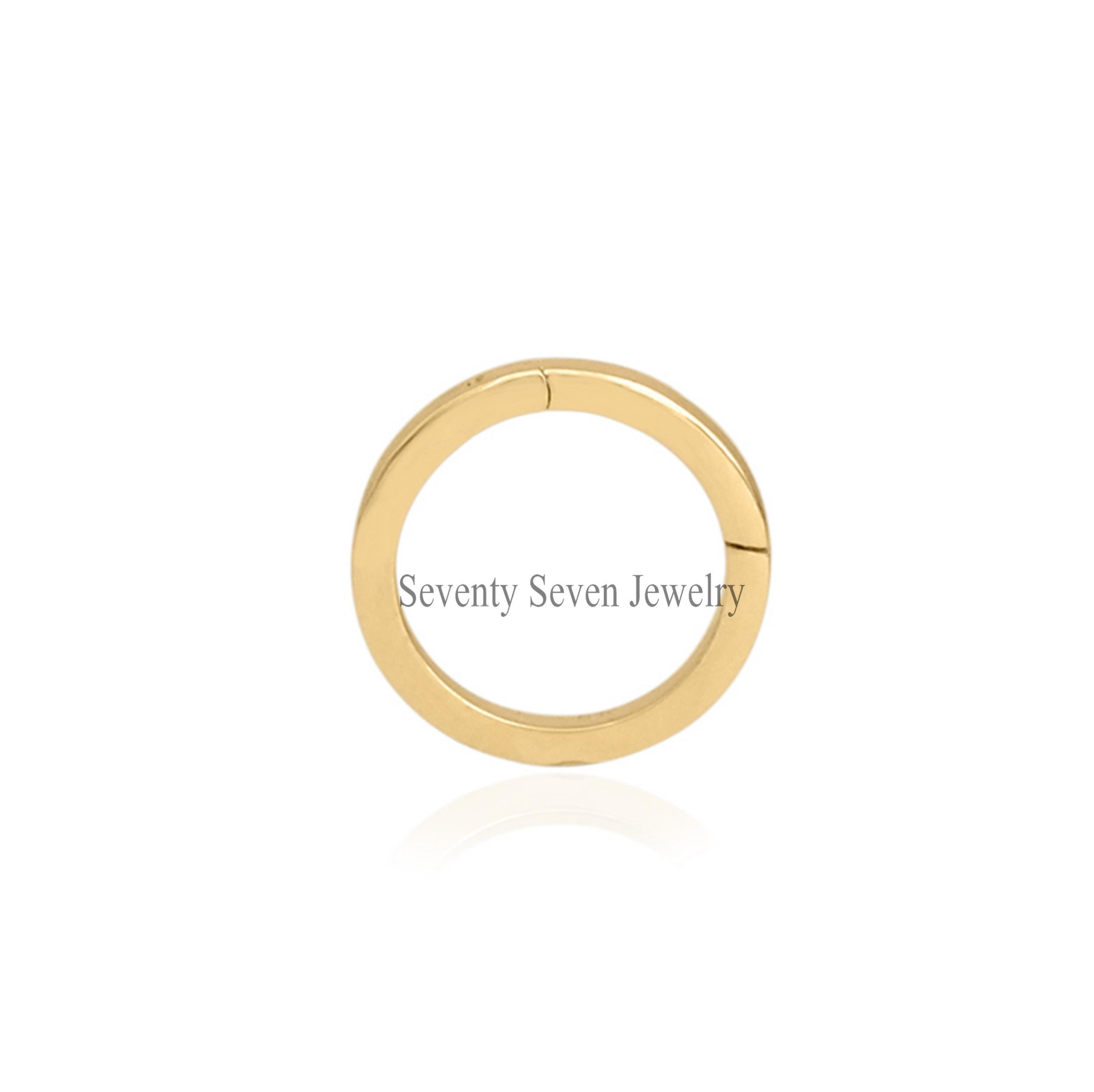 14K Gold Circle Charm Holder Pendant, Push Lock - View 5 - Seventy Seven Jewelry | SKU: SSMJH447-14KYG-2026 14K Gold Circle Charm Holder Pendant, Push Lock - View 5 - Seventy Seven Jewelry | SKU: SSMJH447-14KYG-2026