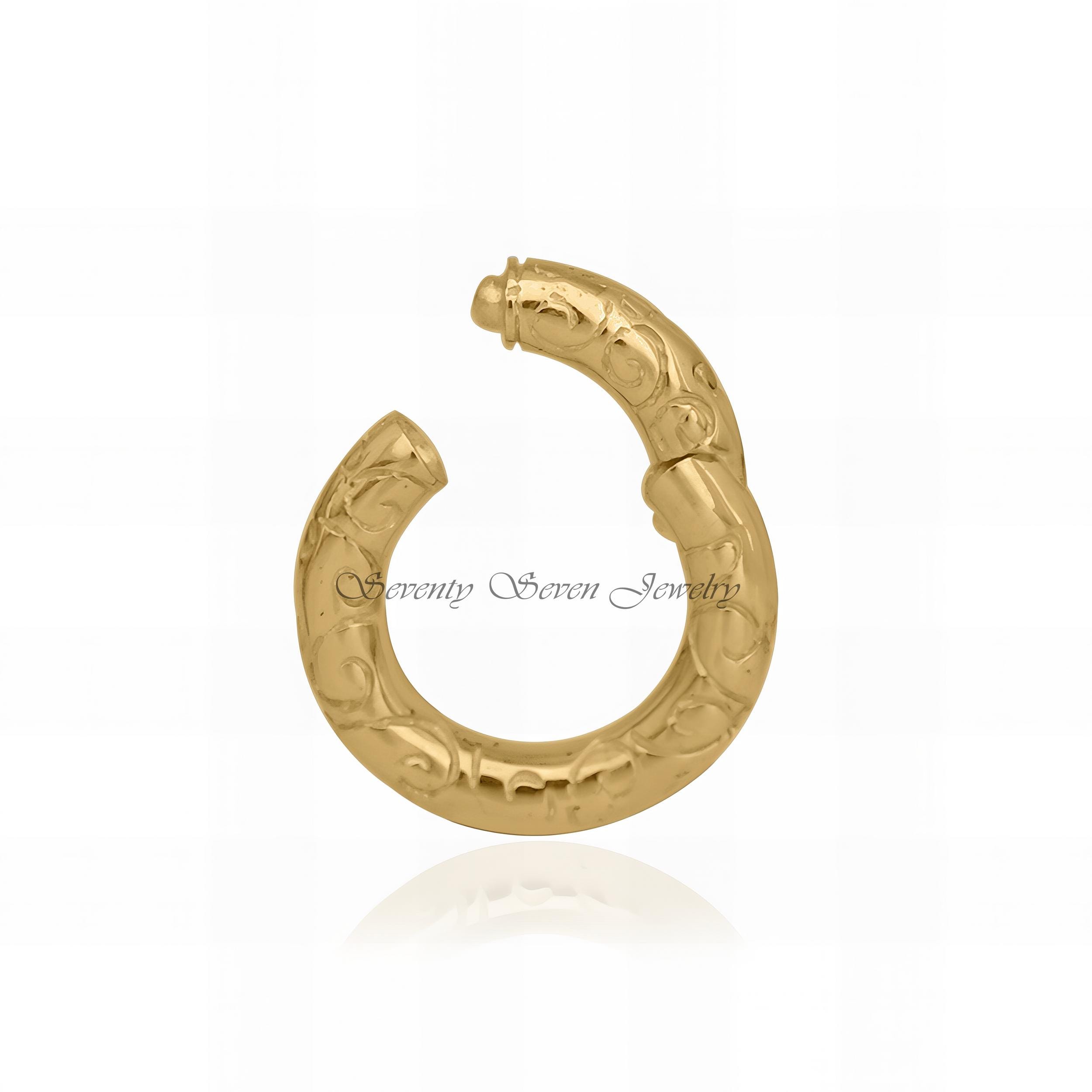 14K Gold Round Charm Enhancer Holder - View 7 - Seventy Seven Jewelry | SKU: SSMJH501-14KYG-20M-2026 14K Gold Round Charm Enhancer Holder - View 7 - Seventy Seven Jewelry | SKU: SSMJH501-14KYG-20M-2026