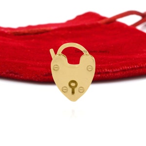925 Silver Heart Padlock, 14K Yellow Gold Plated Heart Padlock, Woman Padlock Necklace, One Side Openable Padlock, Wholesale Padlock Jewelry