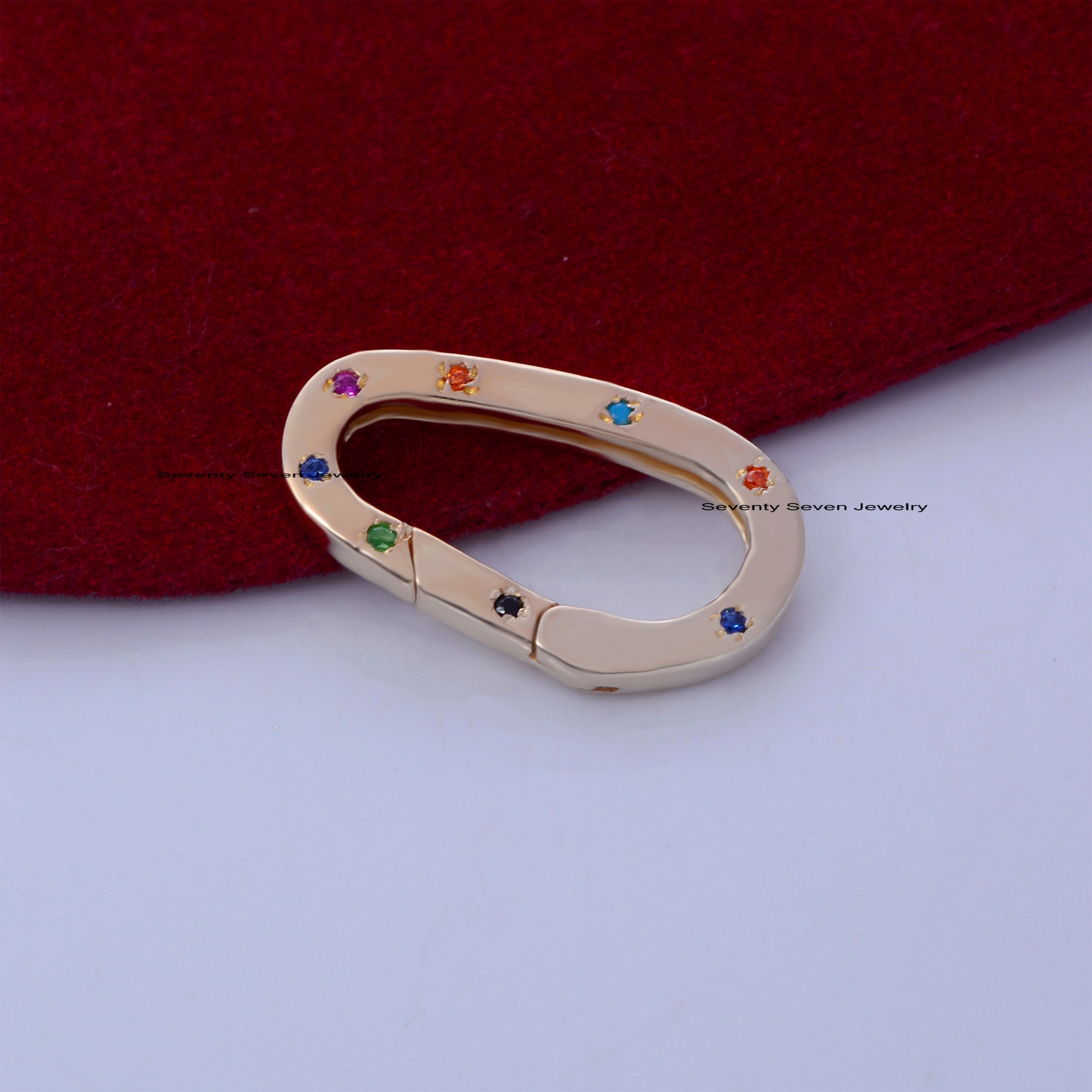 925 Silver Charm Enhancer: Gemstone Spring Lock, Thick Link - View 7 - Seventy Seven Jewelry | SKU: SSMJP702-SLYGDI-V2026,SSM 925 Silver Charm Enhancer: Gemstone Spring Lock, Thick Link - View 7 - Seventy Seven Jewelry | SKU: SSMJP702-SLYGDI-V2026,SSM