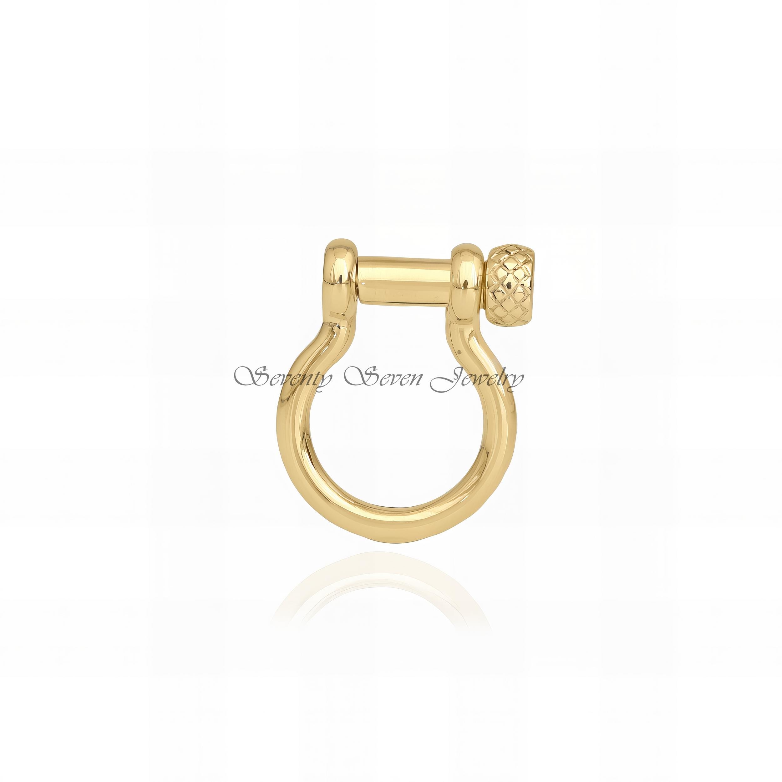 Sterling Silver Shackle Lock: Screw Carabiner Connector (25x20 MM) - View 7 - Seventy Seven Jewelry | SKU: SSMJP72-SLYG-2026 Sterling Silver Shackle Lock: Screw Carabiner Connector (25x20 MM) - View 7 - Seventy Seven Jewelry | SKU: SSMJP72-SLYG-2026