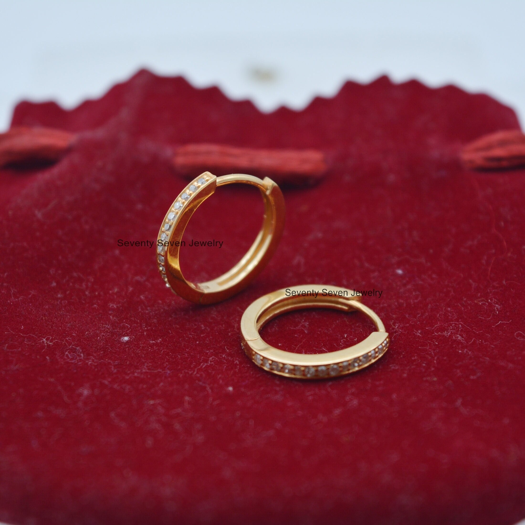 Silver Turquoise Hoop Earrings, Dainty Gemstone Huggies - View 5 - Seventy Seven Jewelry | SKU: SSMJE302-SLYGDI-2026 Silver Turquoise Hoop Earrings, Dainty Gemstone Huggies - View 5 - Seventy Seven Jewelry | SKU: SSMJE302-SLYGDI-2026