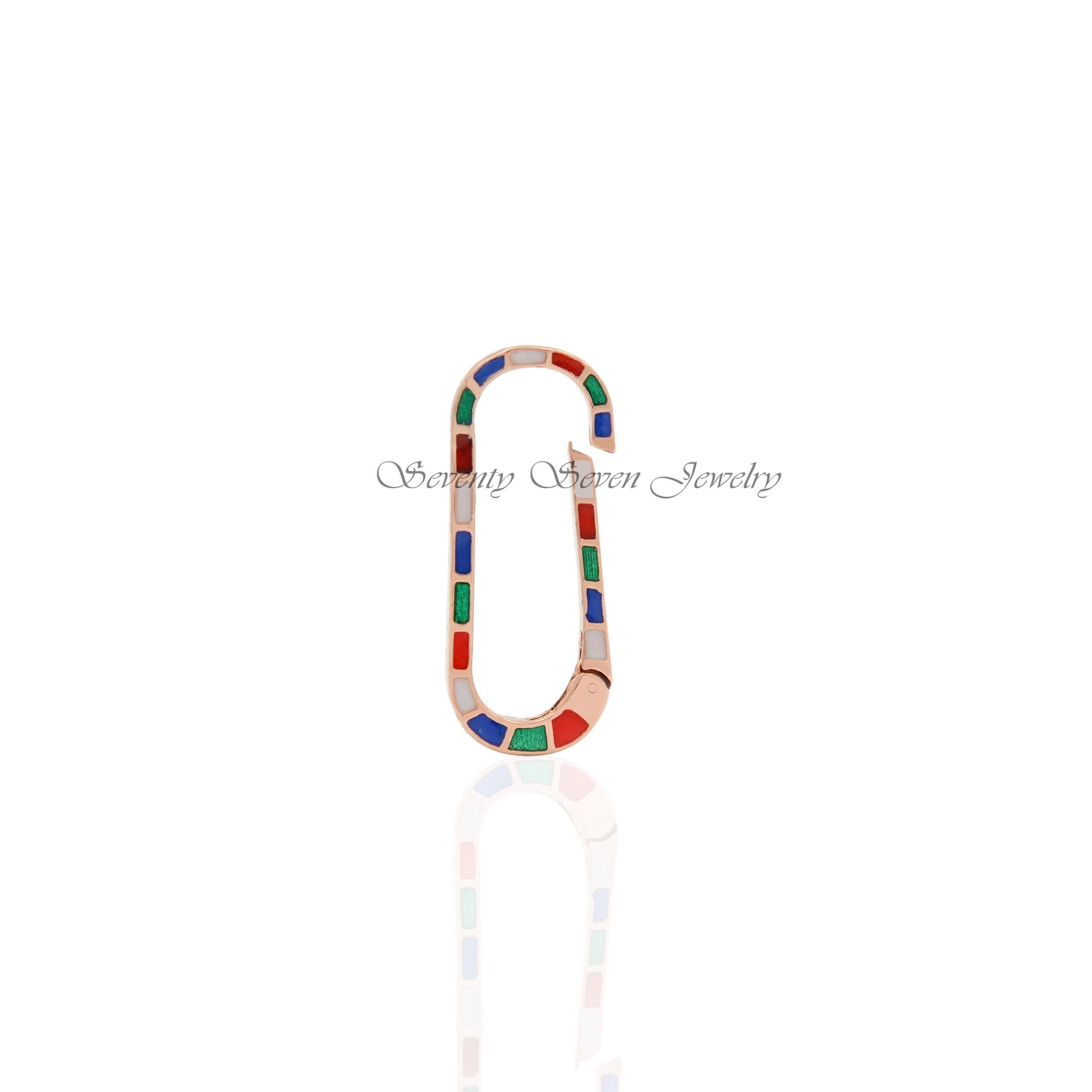 925 Silver Enamel Charm Holder: Multi-Color Push Lock (25x10 MM) - View 6 - Seventy Seven Jewelry | SKU: SSMJP71-SLYGELMT-202 925 Silver Enamel Charm Holder: Multi-Color Push Lock (25x10 MM) - View 6 - Seventy Seven Jewelry | SKU: SSMJP71-SLYGELMT-202