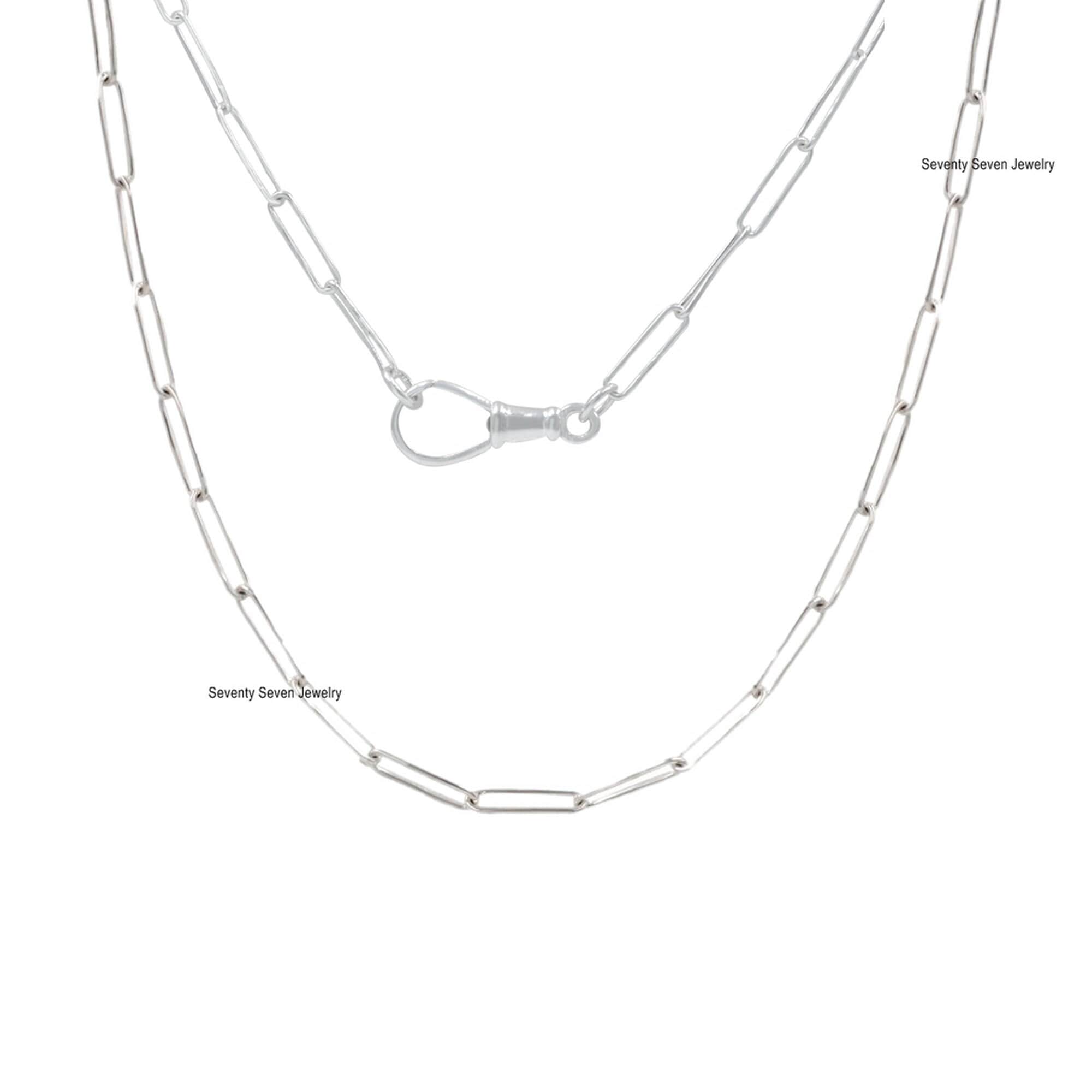 925 Sterling Silver Paperclip Chain Necklace: Victorian Swivel Clasp - View 5 - Seventy Seven Jewelry | SKU: SSG2-SLNS-11M-18 925 Sterling Silver Paperclip Chain Necklace: Victorian Swivel Clasp - View 5 - Seventy Seven Jewelry | SKU: SSG2-SLNS-11M-18