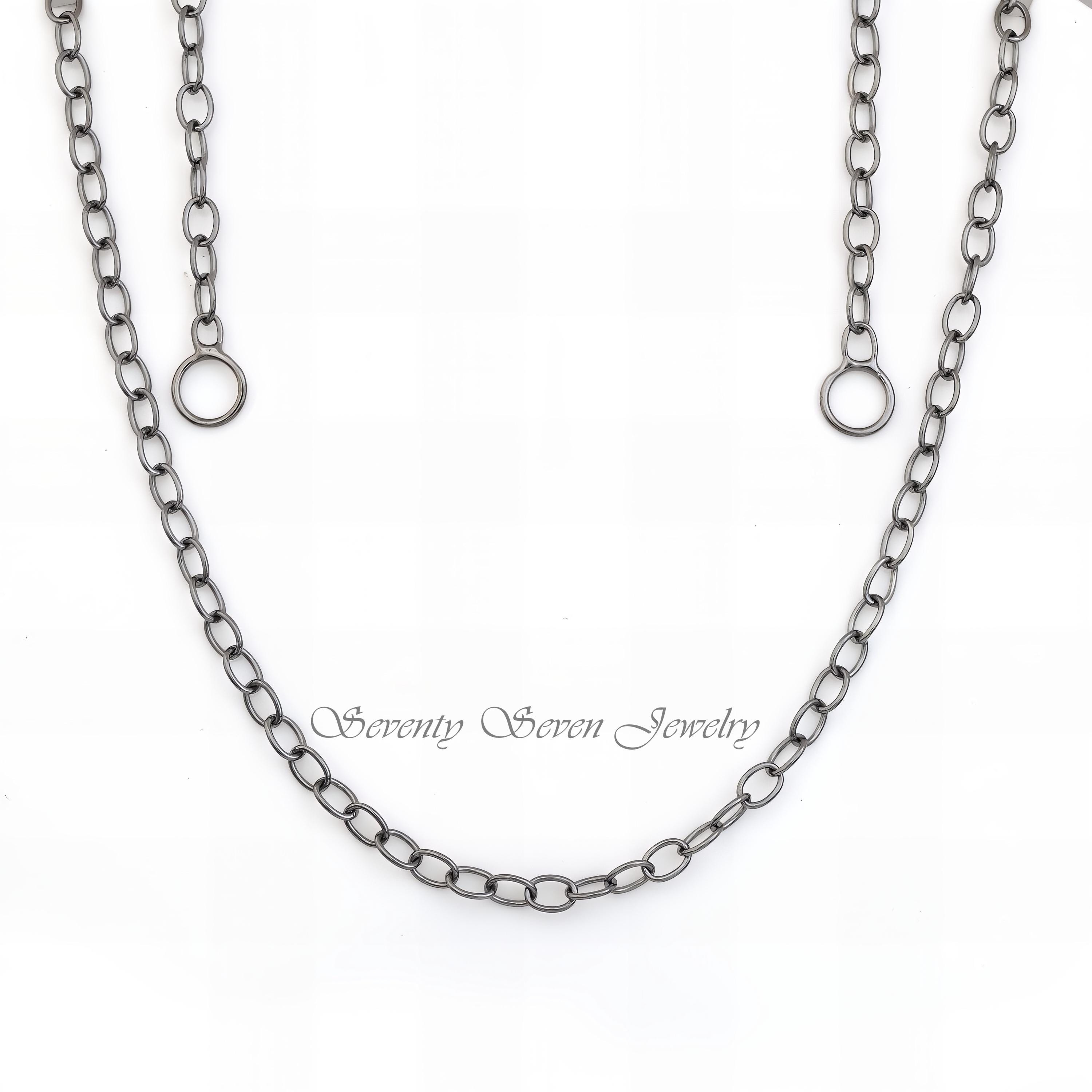925 Sterling Silver Rolo Link Chain Necklace: Layering Cable - View 4 - Seventy Seven Jewelry | SKU: SSG10-SLYG-16I-V 925 Sterling Silver Rolo Link Chain Necklace: Layering Cable - View 4 - Seventy Seven Jewelry | SKU: SSG10-SLYG-16I-V