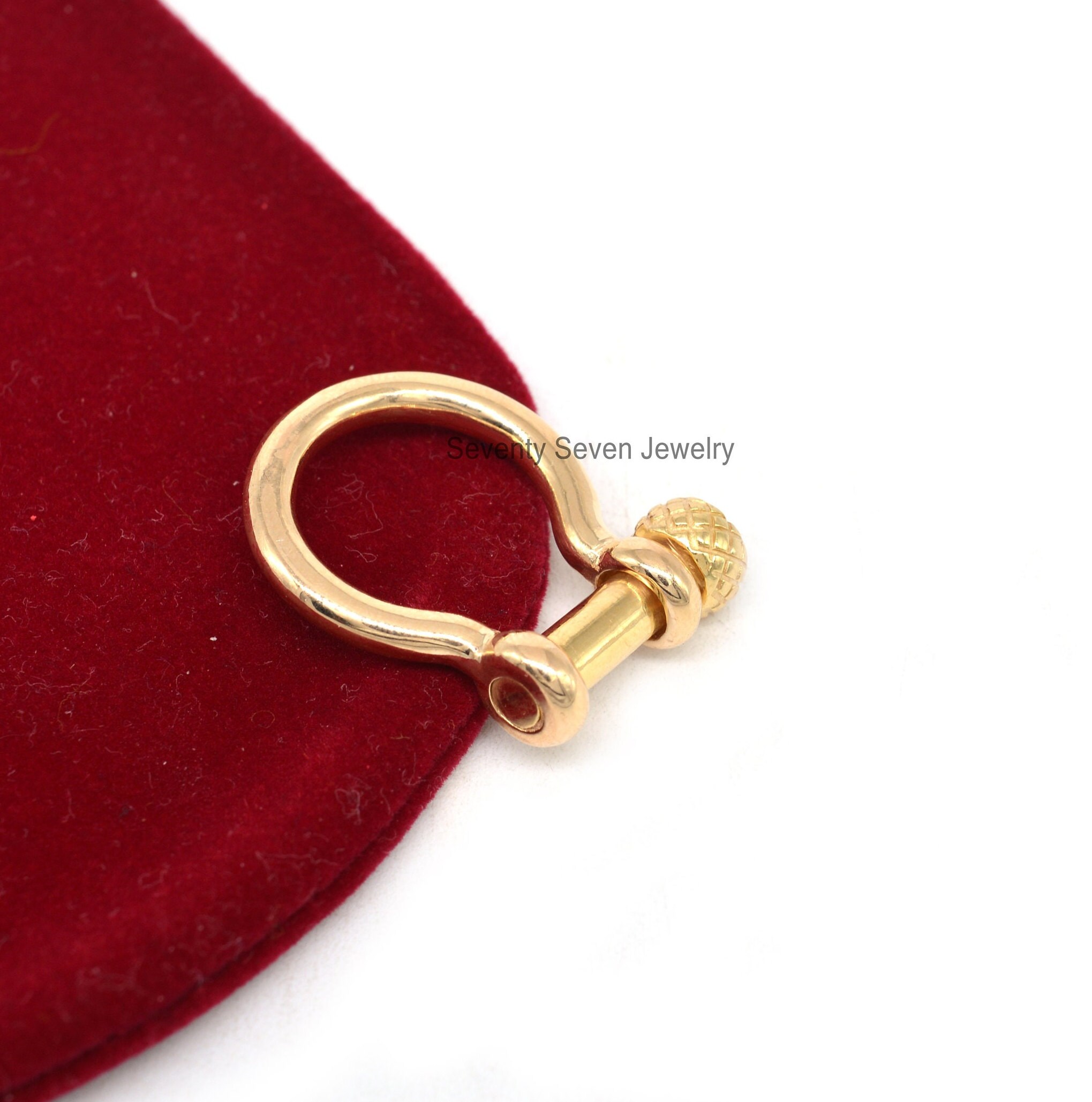 Sterling Silver Shackle Lock: Screw Carabiner Connector (25x20 MM) - View 5 - Seventy Seven Jewelry | SKU: SSMJP72-SLYG-2026 Sterling Silver Shackle Lock: Screw Carabiner Connector (25x20 MM) - View 5 - Seventy Seven Jewelry | SKU: SSMJP72-SLYG-2026