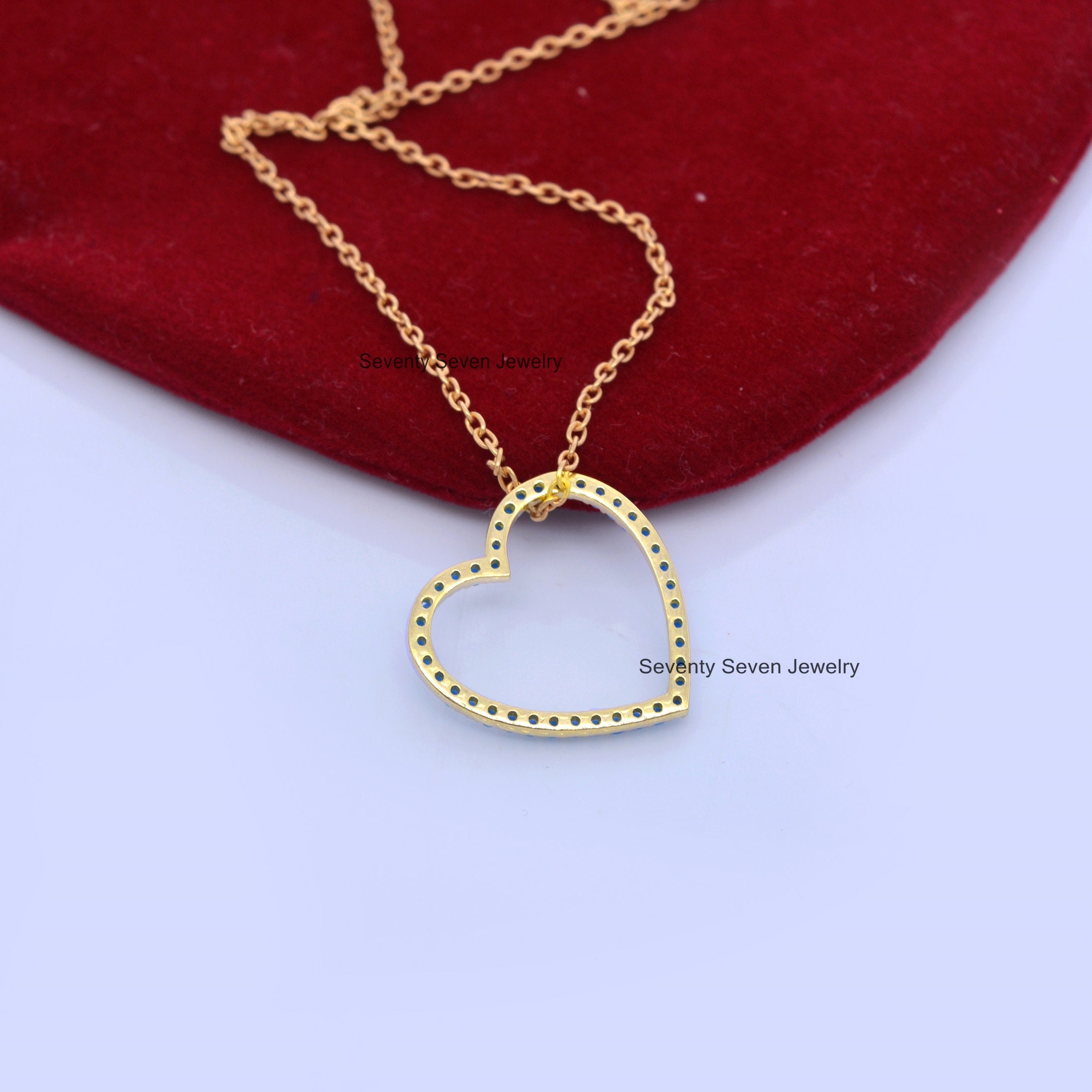 14K Gold Heart Charm Holder Necklace Gold Heart Pendant 14k Etsy