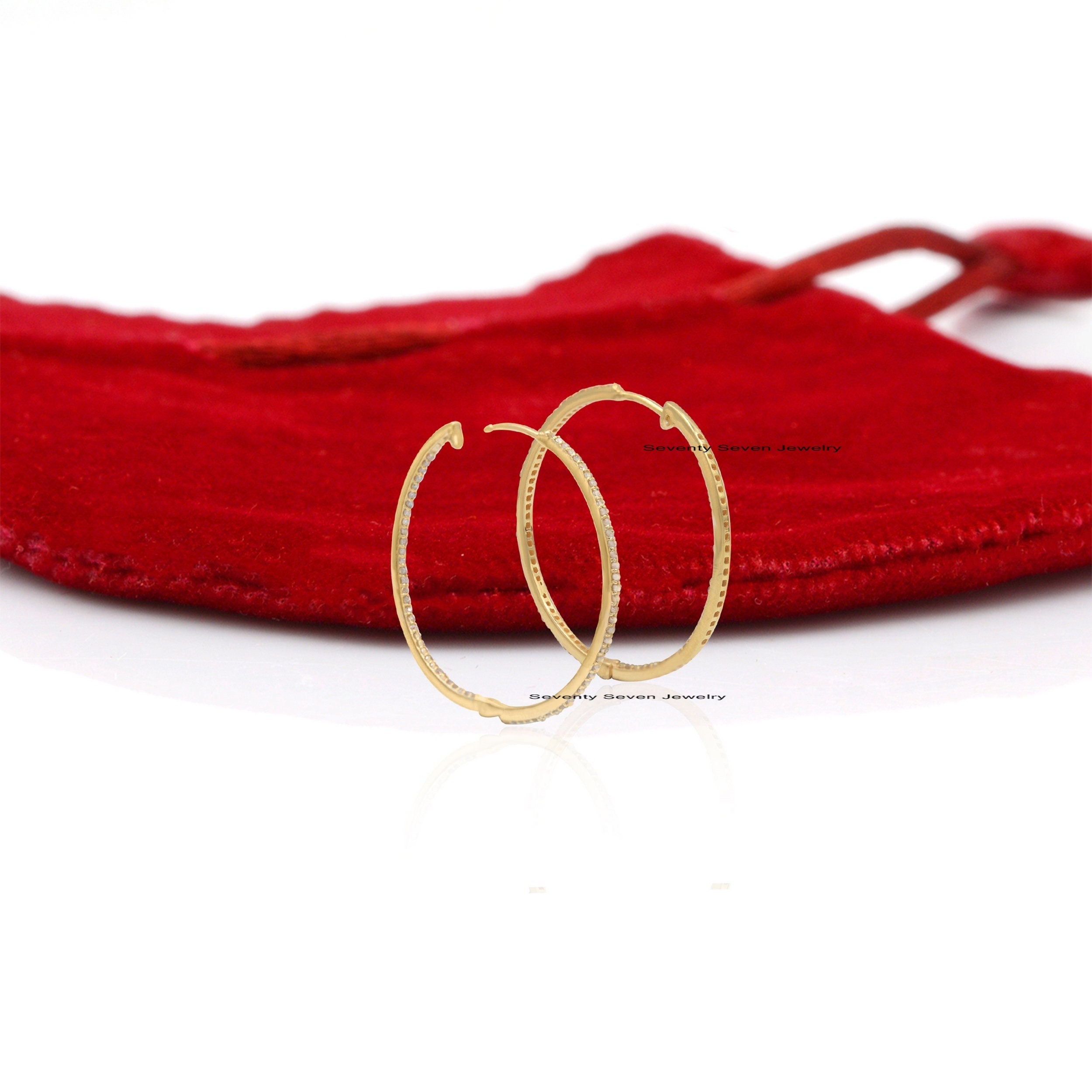 Pave Diamond Silver Hoops: Extra Long Earrings - View 2 - Seventy Seven Jewelry | SKU: SSMJE12-SLYGDI-25M,SSMJE12-SLYGCZ-25M, Pave Diamond Silver Hoops: Extra Long Earrings - View 2 - Seventy Seven Jewelry | SKU: SSMJE12-SLYGDI-25M,SSMJE12-SLYGCZ-25M,