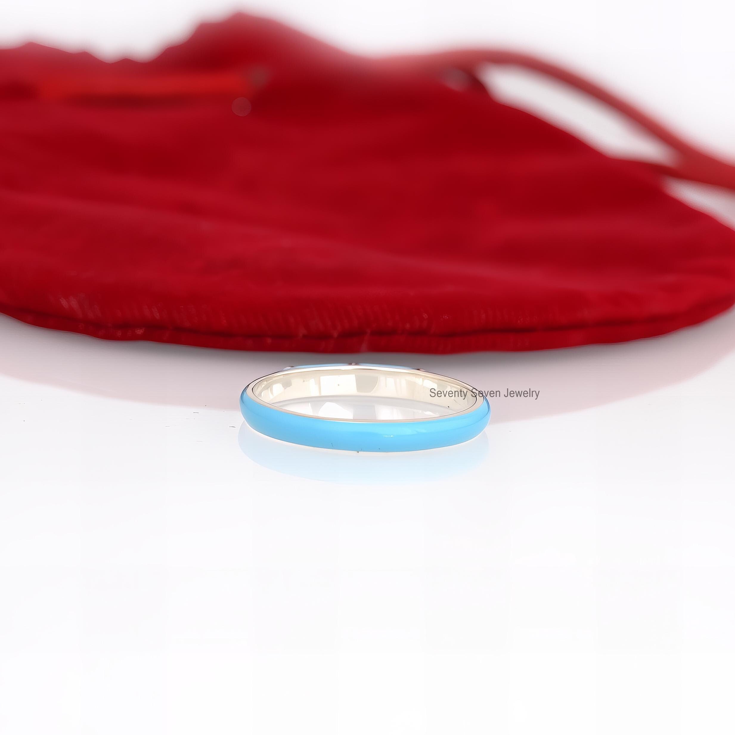 925 Silver Multi Color Enamel Ring: Moissanite Stacking Band - View 5 - Seventy Seven Jewelry | SKU: SSMJR766-SLYGELTQ-2026 925 Silver Multi Color Enamel Ring: Moissanite Stacking Band - View 5 - Seventy Seven Jewelry | SKU: SSMJR766-SLYGELTQ-2026