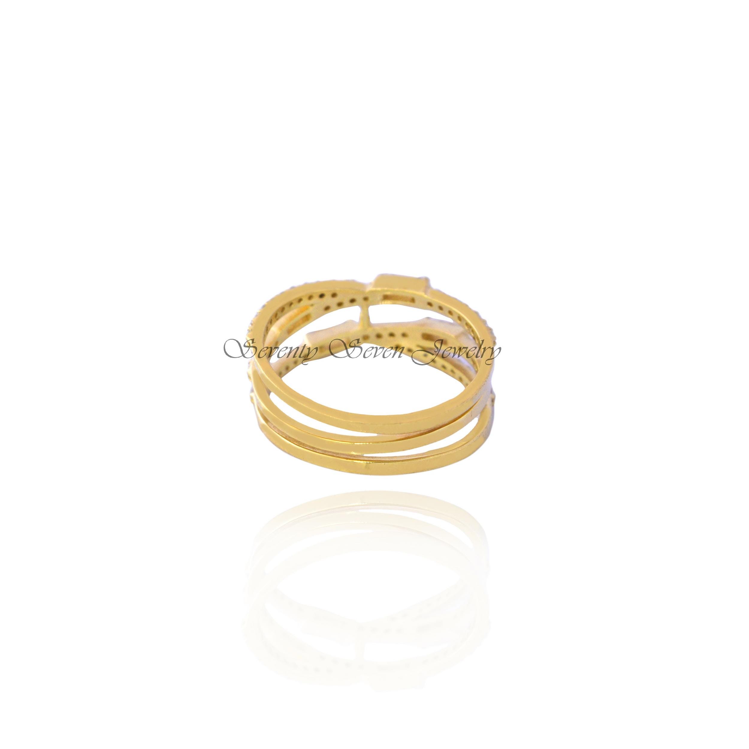 925 Silver Cubic Zircon Ring: Multi Row Baguette Eternity Band - View 3 - Seventy Seven Jewelry | SKU: SSMJR14-SLYGCZBTT-2026 925 Silver Cubic Zircon Ring: Multi Row Baguette Eternity Band - View 3 - Seventy Seven Jewelry | SKU: SSMJR14-SLYGCZBTT-2026