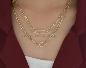 925 Silver Paperclip Enhancer Necklace: Thick Link Charm Holder